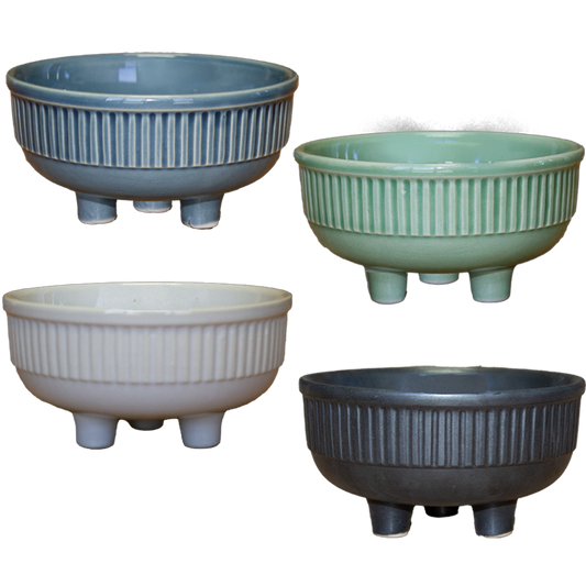 Shallow Ceramic Footed Planter Dish - 5.5"