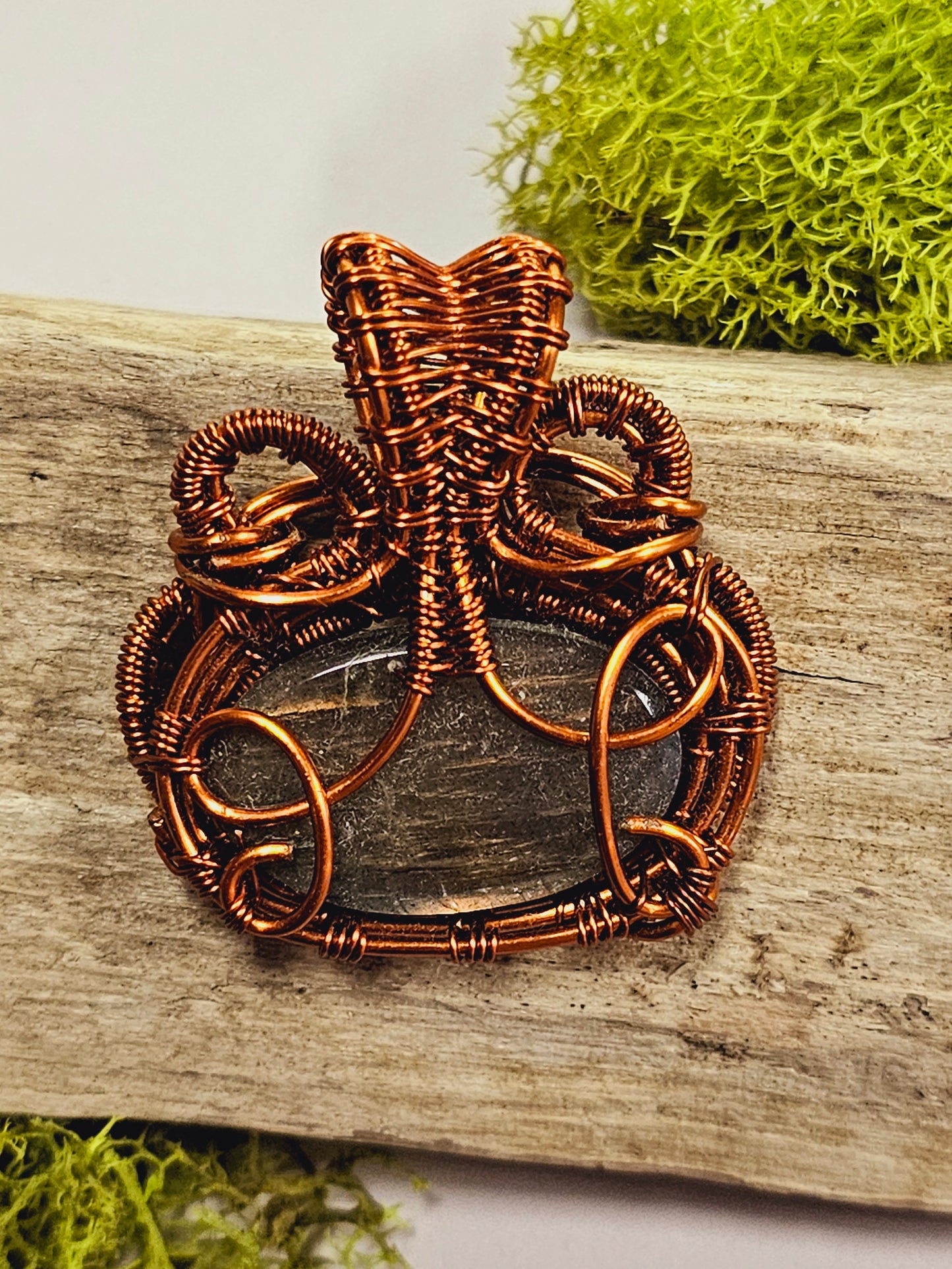Labradorite and Copper Wire Wrapped Necklace Pendant