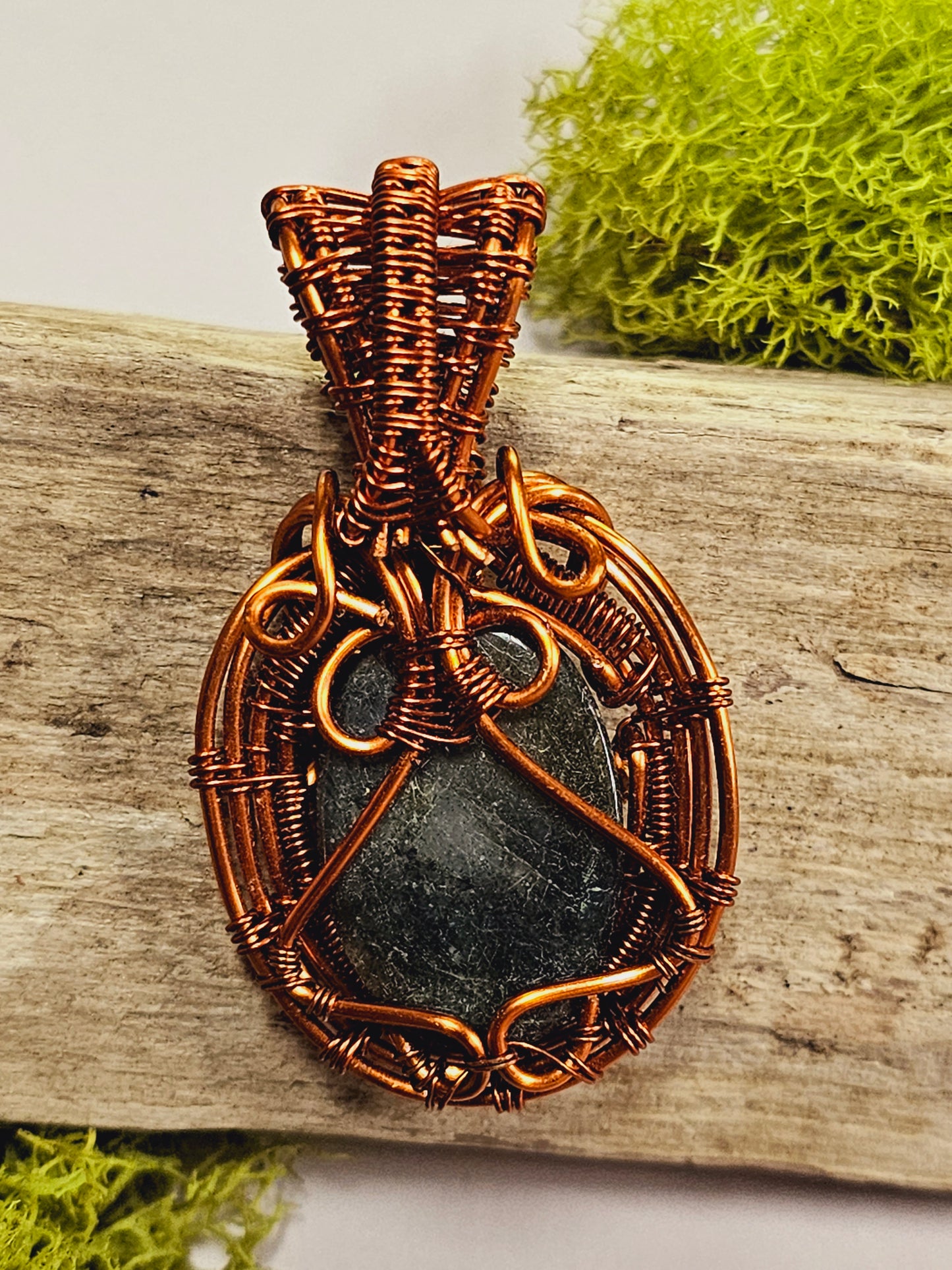 Labradorite and Copper Wire Wrapped Necklace Pendant