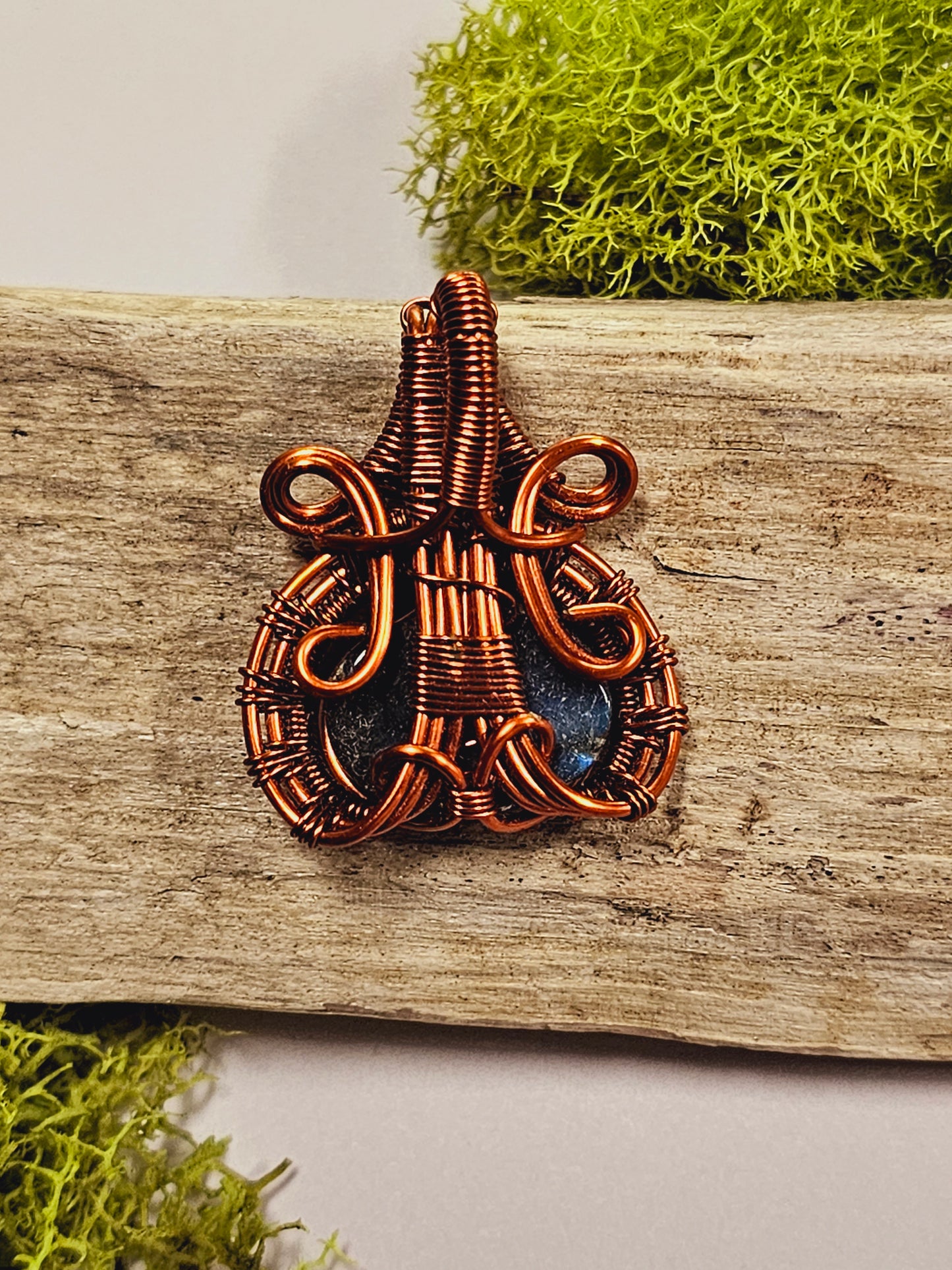 Labradorite and Copper Wire Wrapped Necklace Pendant