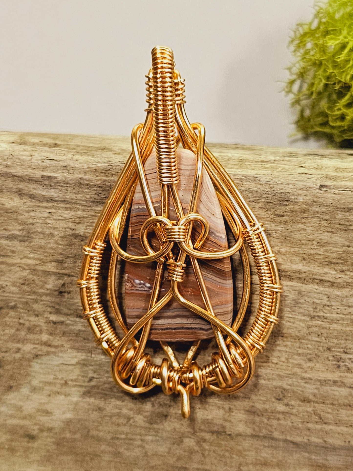 Gold Wire Wrapped Necklace Pendant