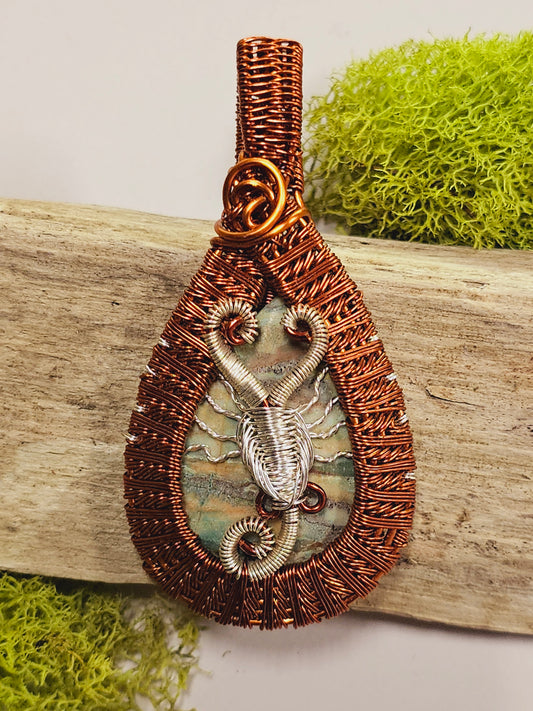 Scorpion Wire Wrapped Necklace Pendant