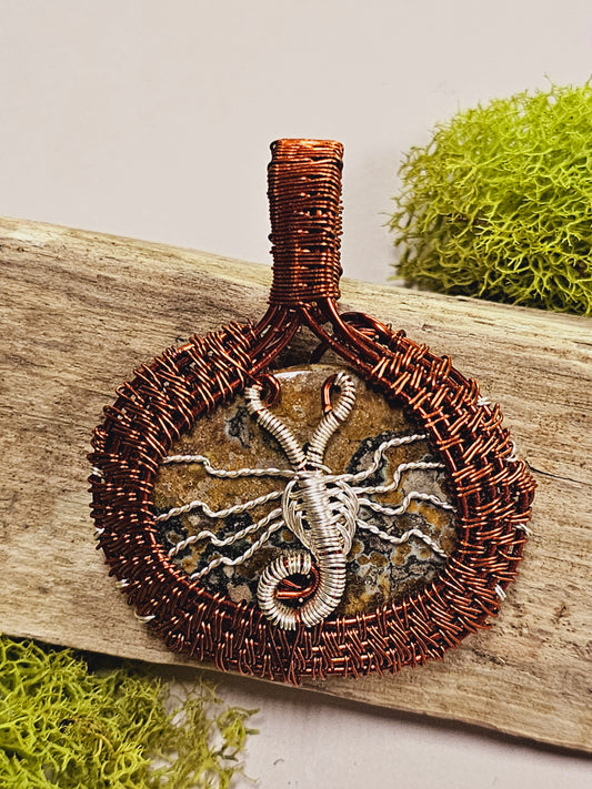 Scorpion Wire Wrapped Necklace Pendant