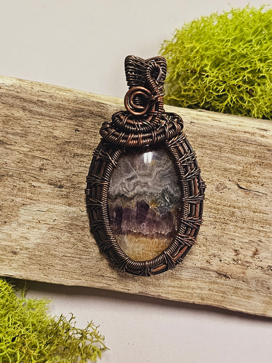 Amethyst and Oxidized Wire Wrapped Necklace Pendant