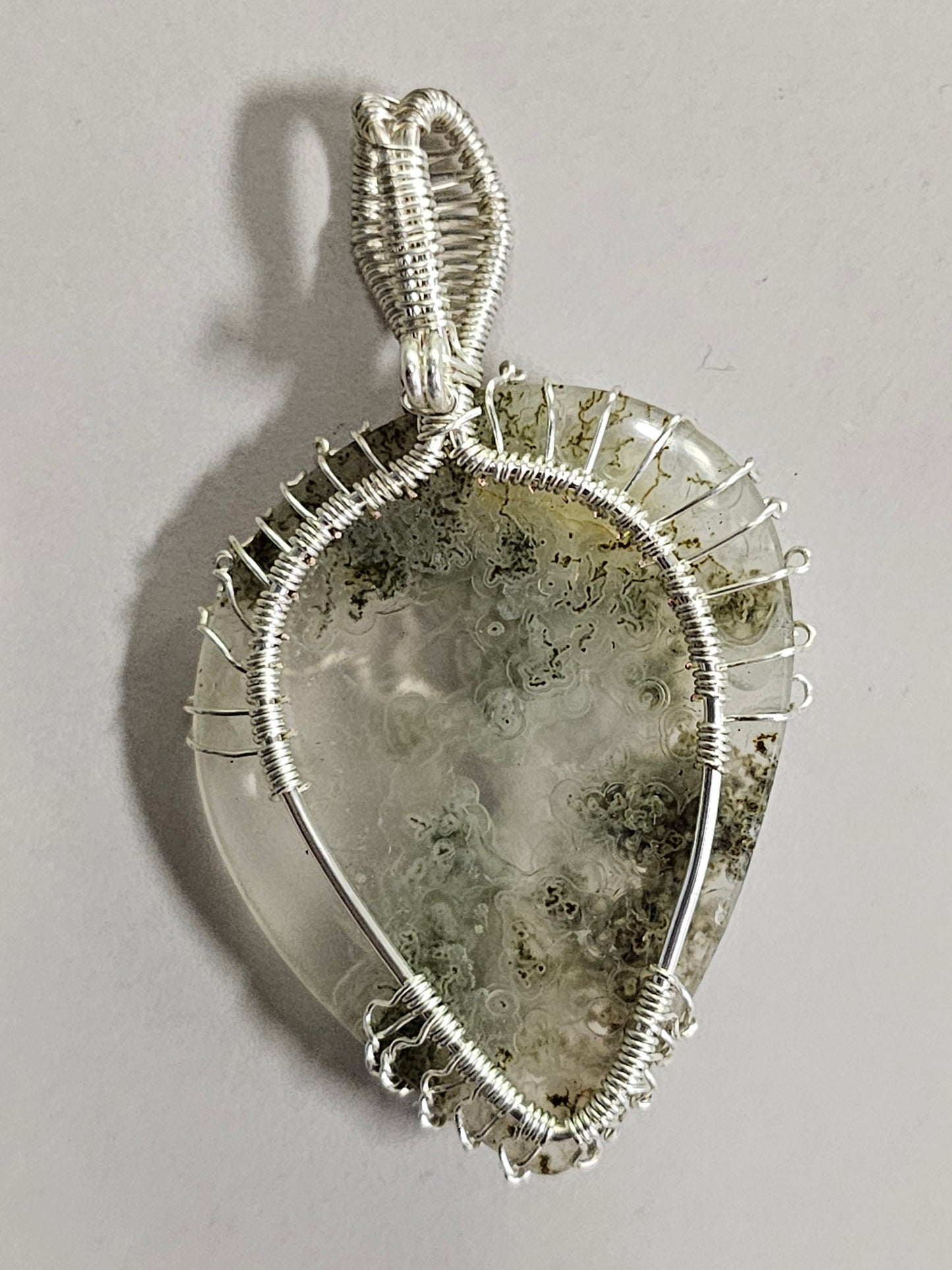Tree of Life Moss Agate Wire Wrapped Necklace Pendant