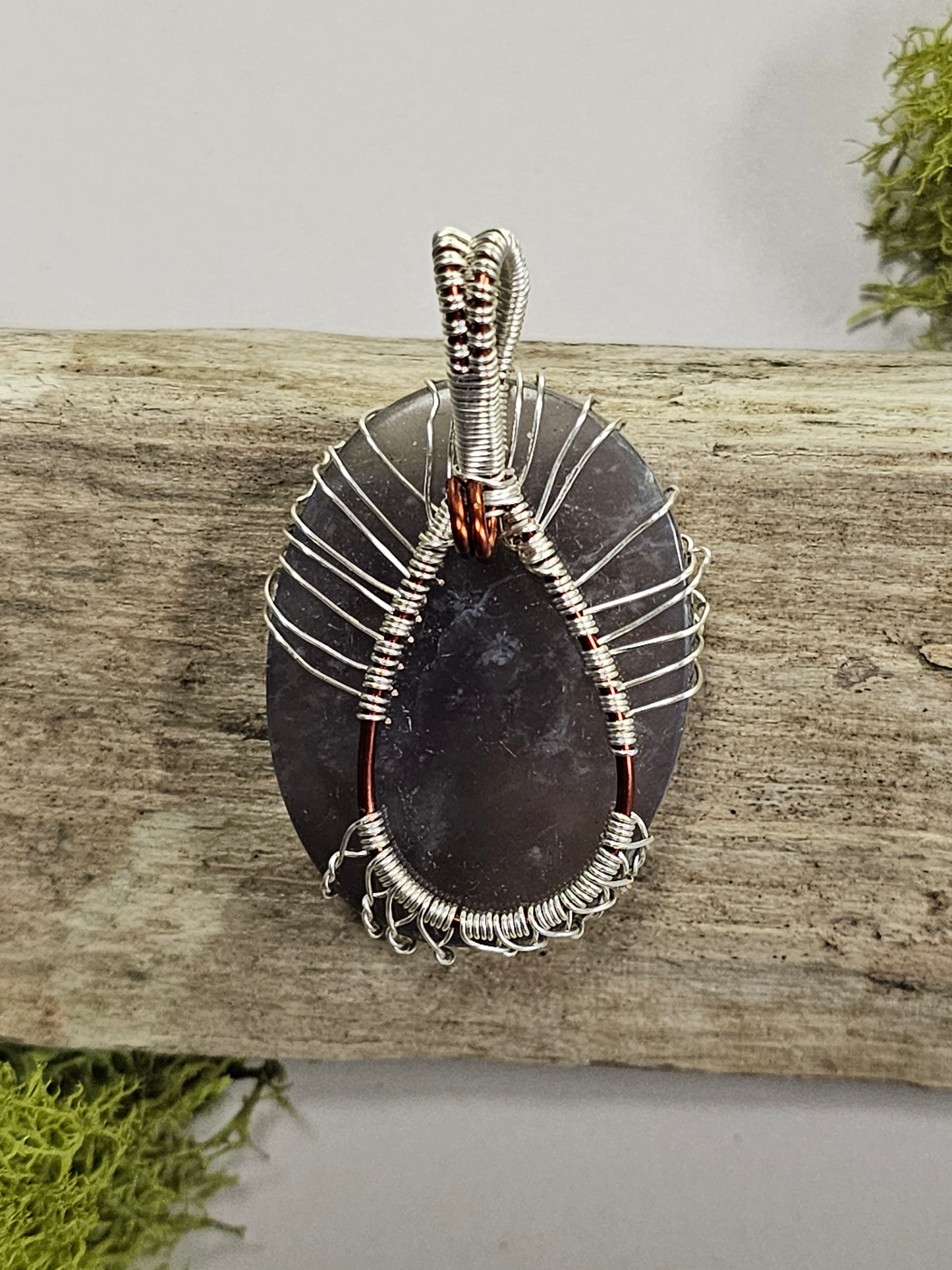Tree of Life Moss Agate Wire Wrapped Necklace Pendant