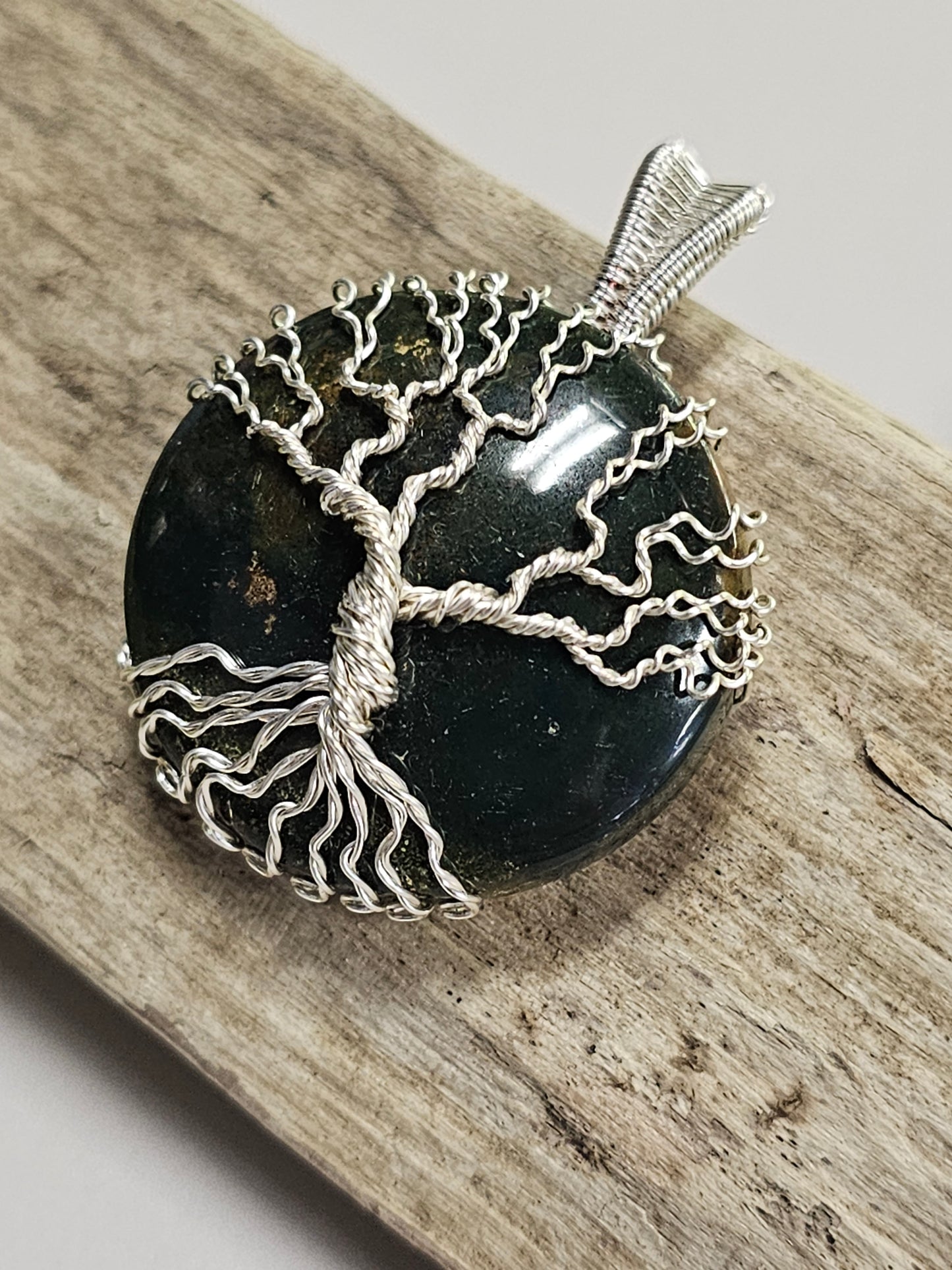 Tree of Life Moss Agate Wire Wrapped Necklace Pendant