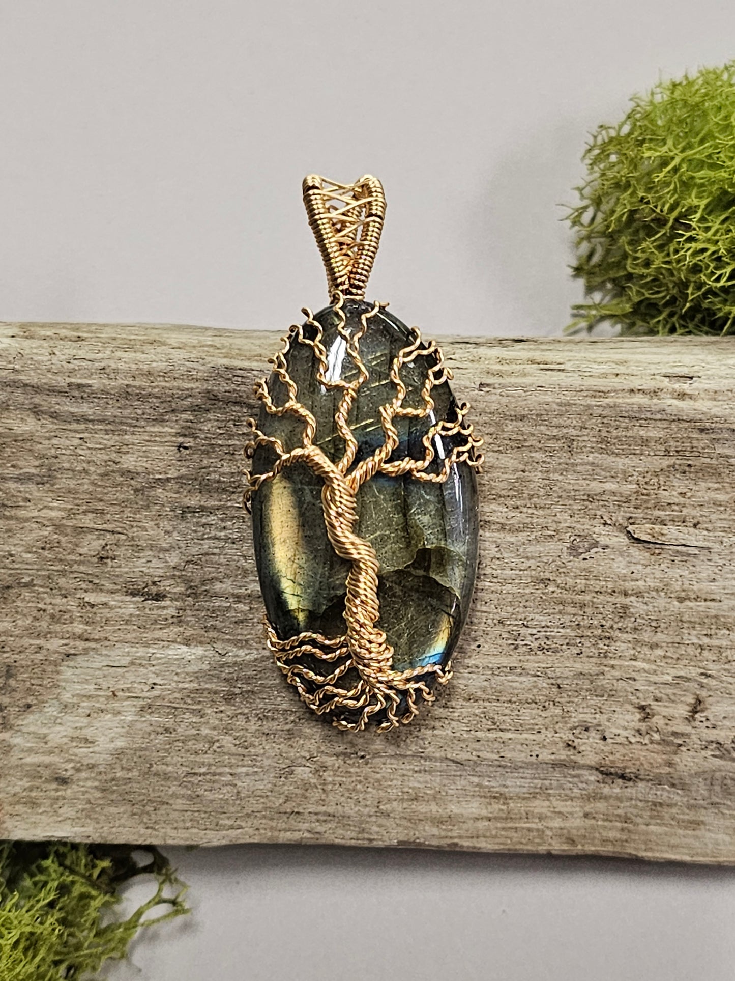 Tree of Life Labradorite Wire Wrapped Necklace Pendant