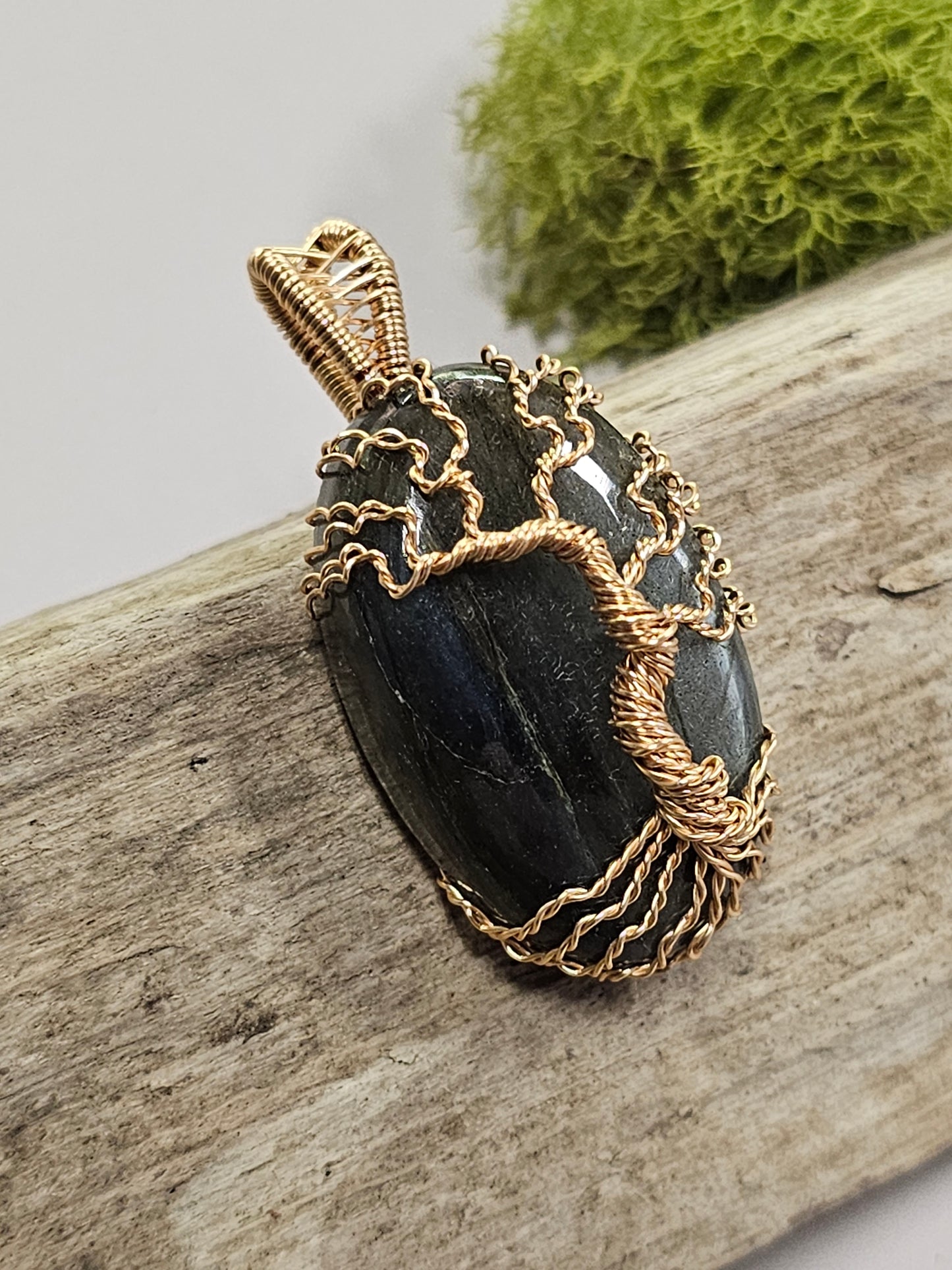 Tree of Life Labradorite Wire Wrapped Necklace Pendant