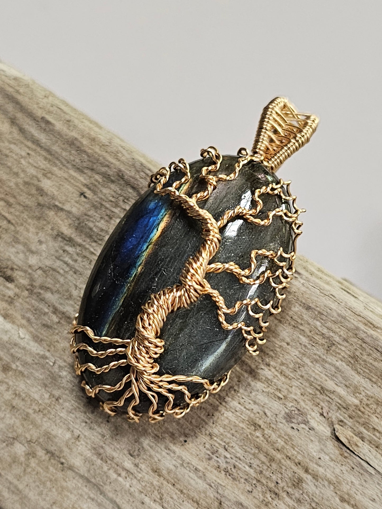 Tree of Life Labradorite Wire Wrapped Necklace Pendant