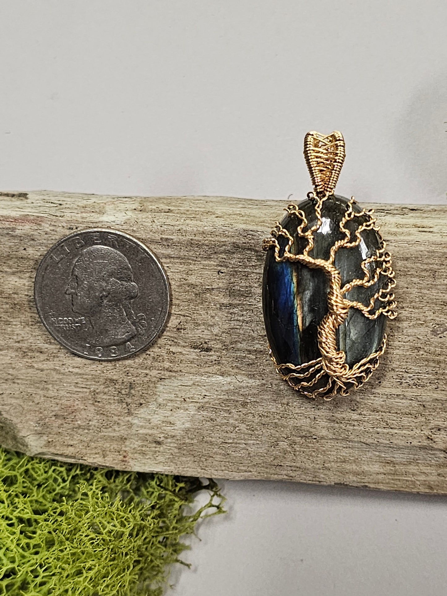 Tree of Life Labradorite Wire Wrapped Necklace Pendant