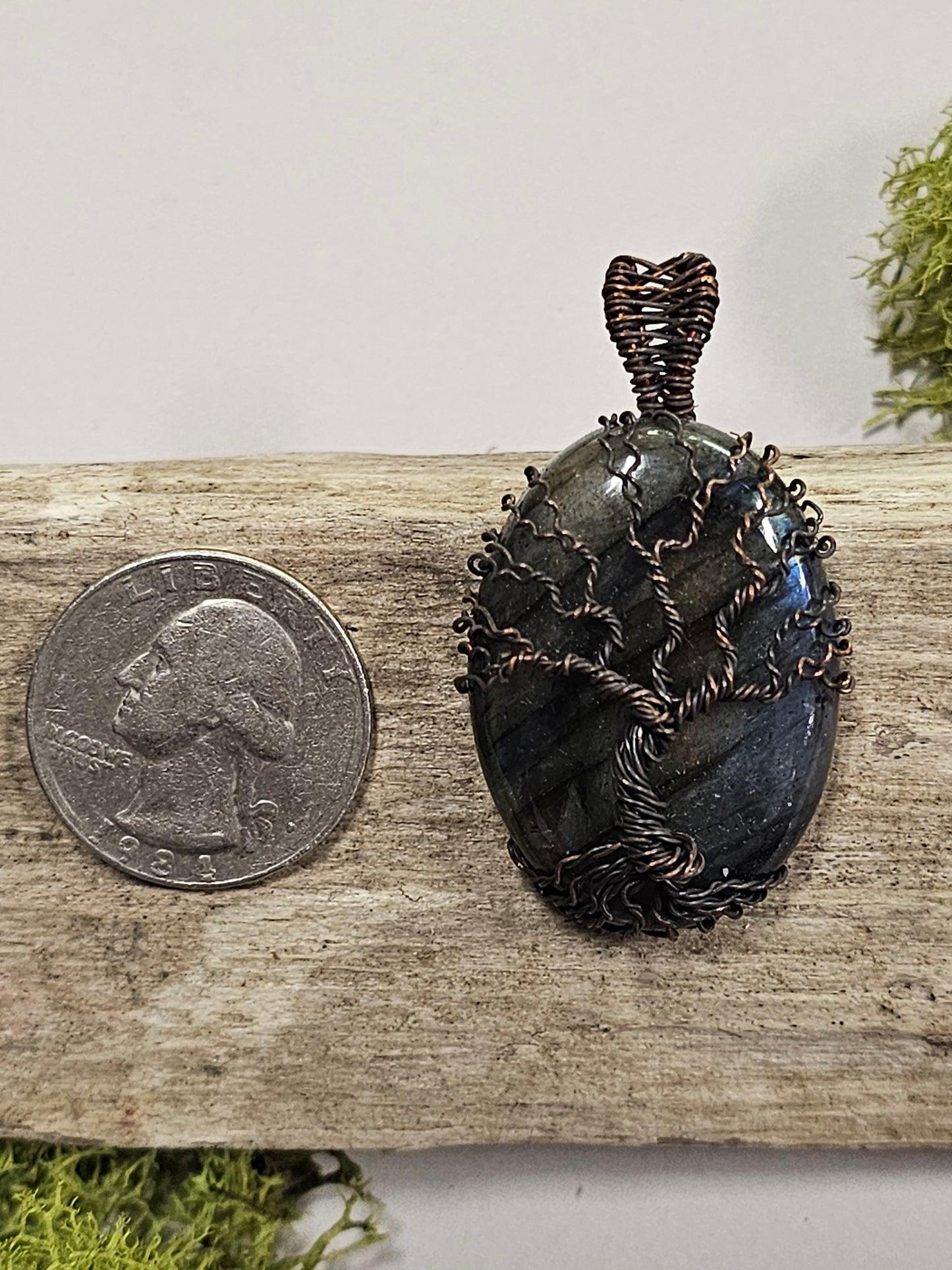 Tree of Life Labradorite Wire Wrapped Necklace Pendant