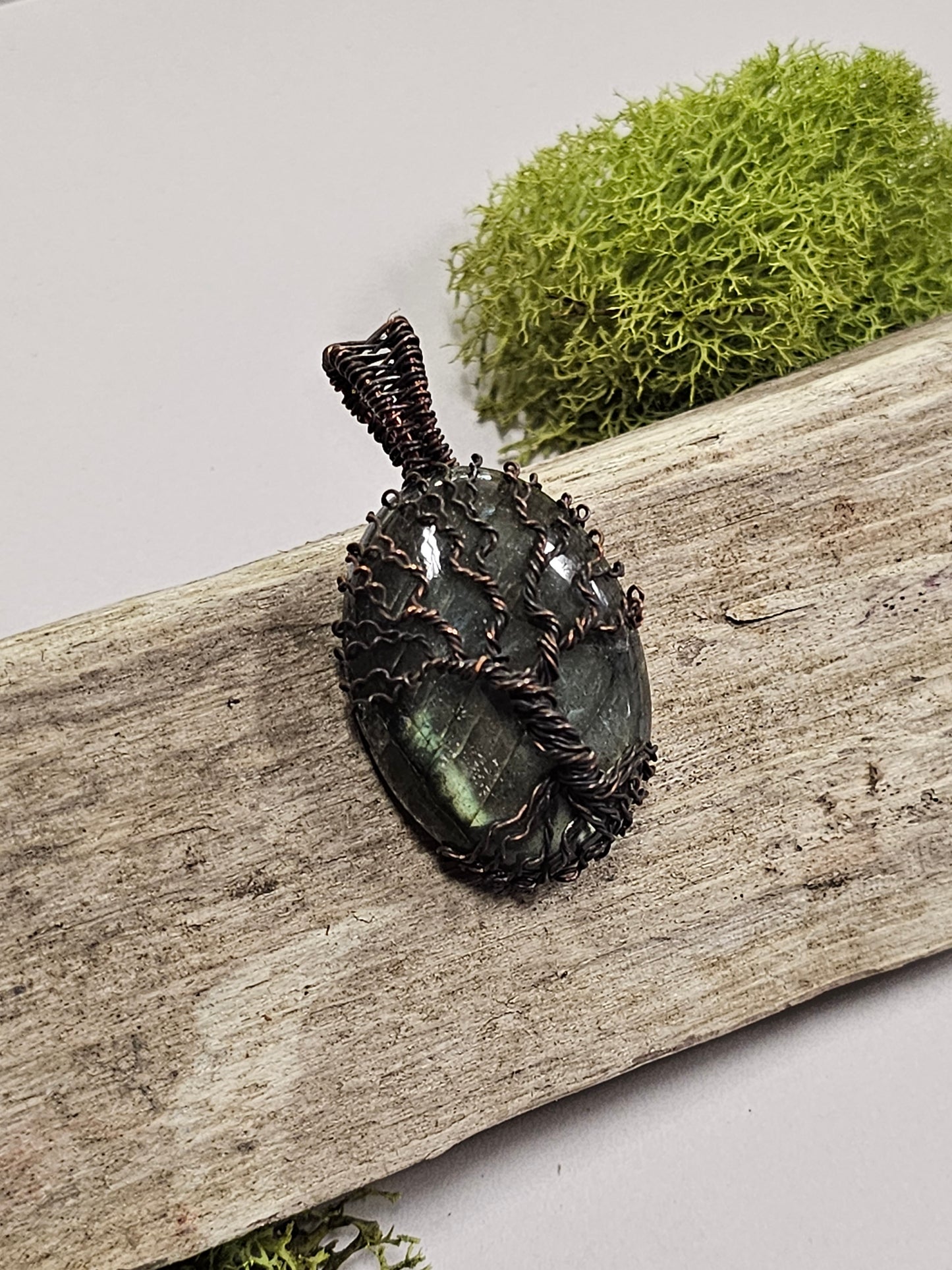 Tree of Life Labradorite Wire Wrapped Necklace Pendant