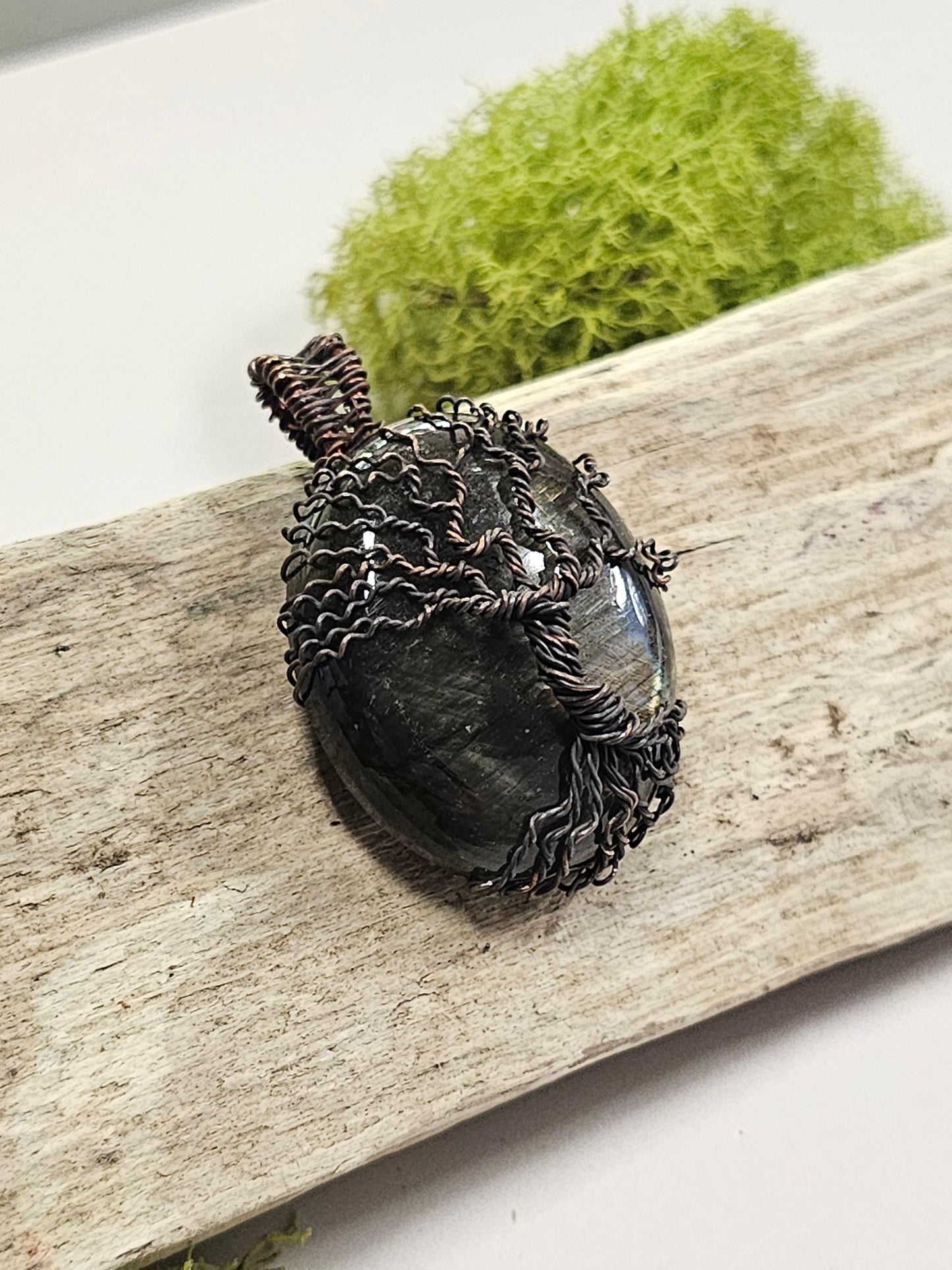 Tree of Life Labradorite Wire Wrapped Necklace Pendant