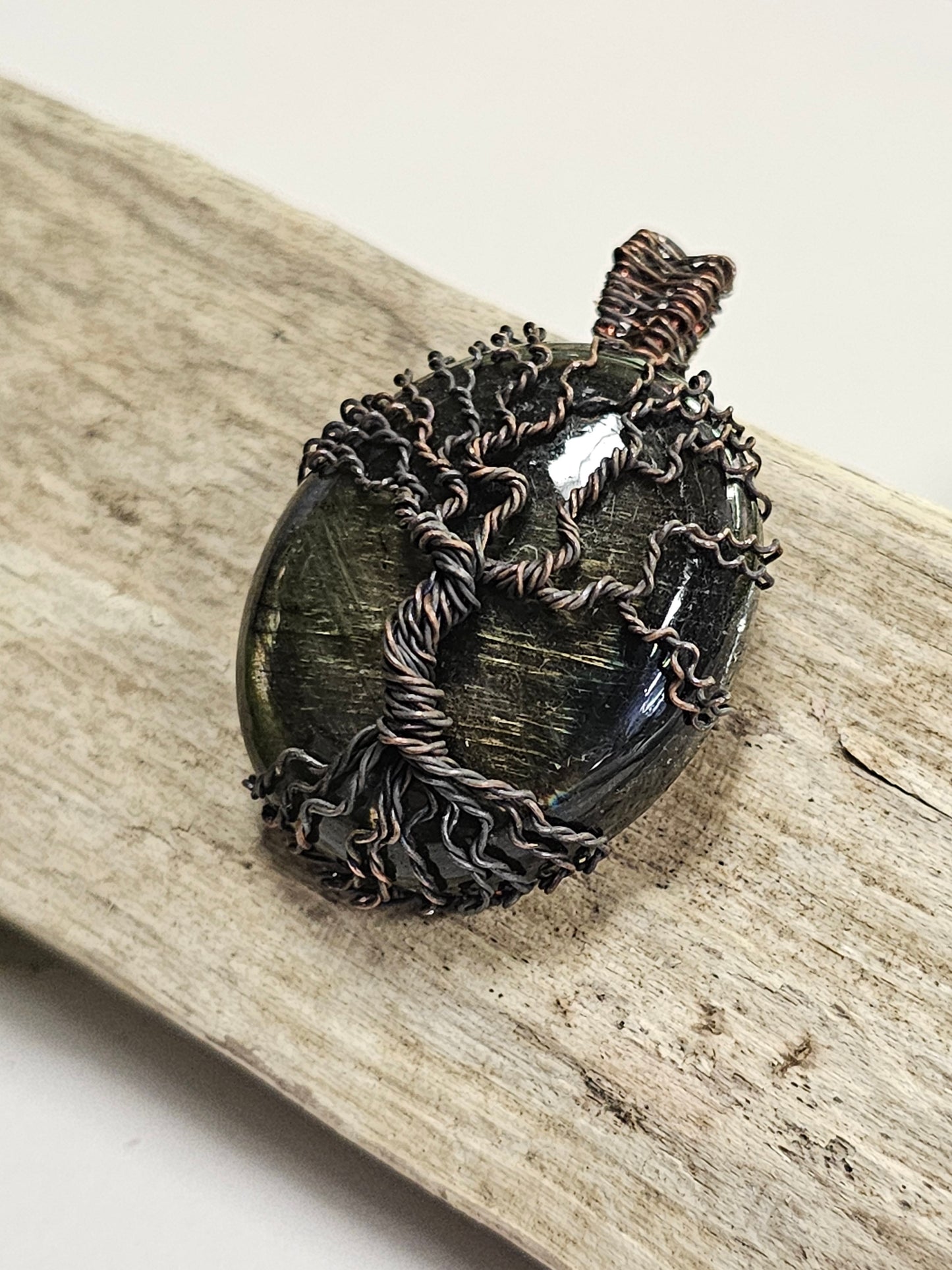 Tree of Life Labradorite Wire Wrapped Necklace Pendant
