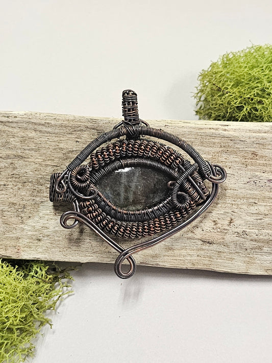 Labradorite Eye Wire Wrapped Necklace Pendant