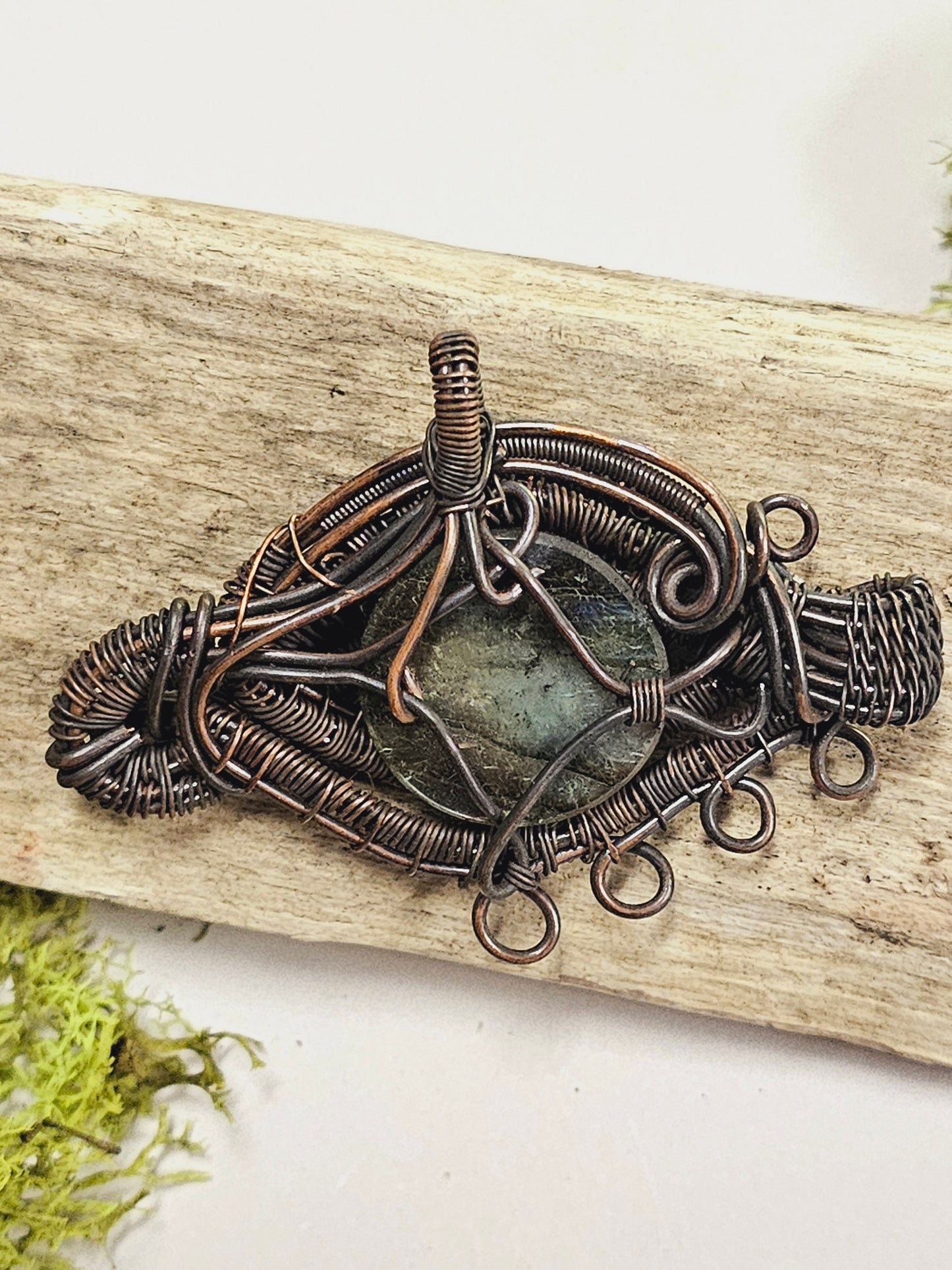 Labradorite Eye Wire Wrapped Necklace Pendant