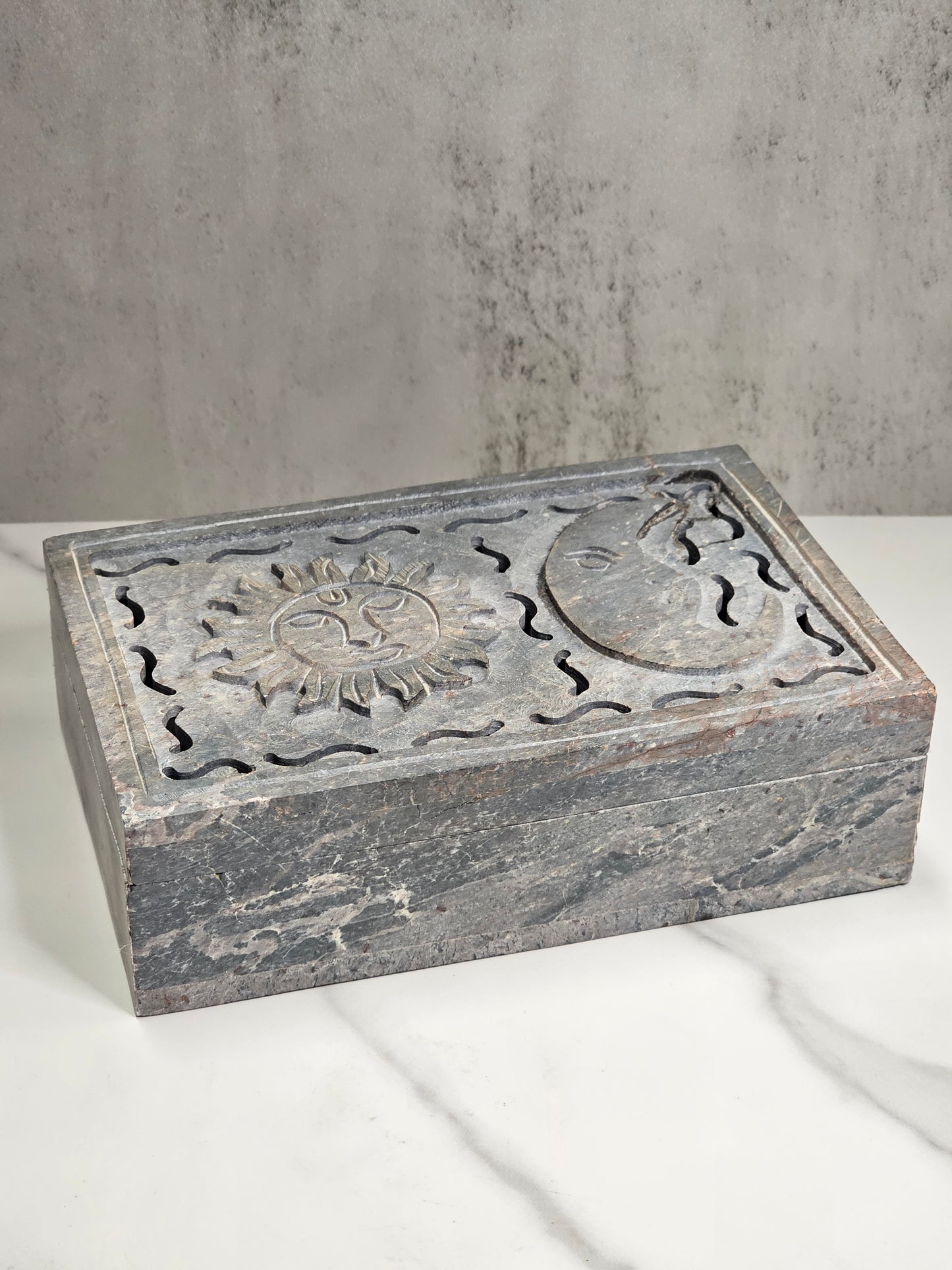Soapstone Sun and Moon Box