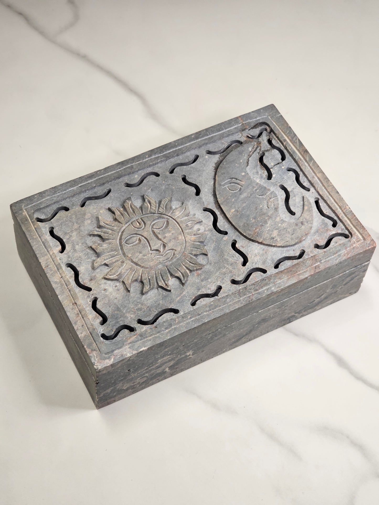 Soapstone Sun and Moon Box