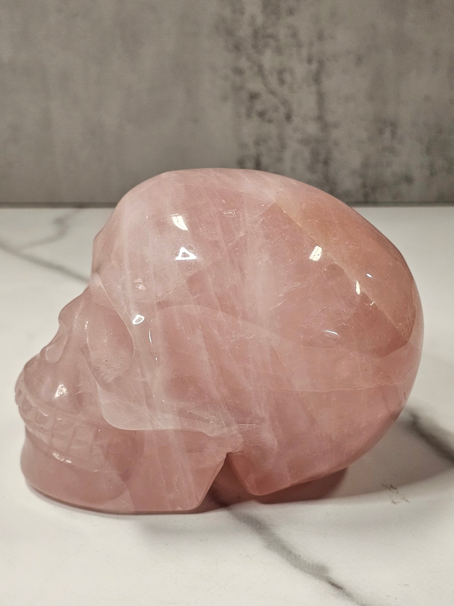 Rose Quartz Skull Carving