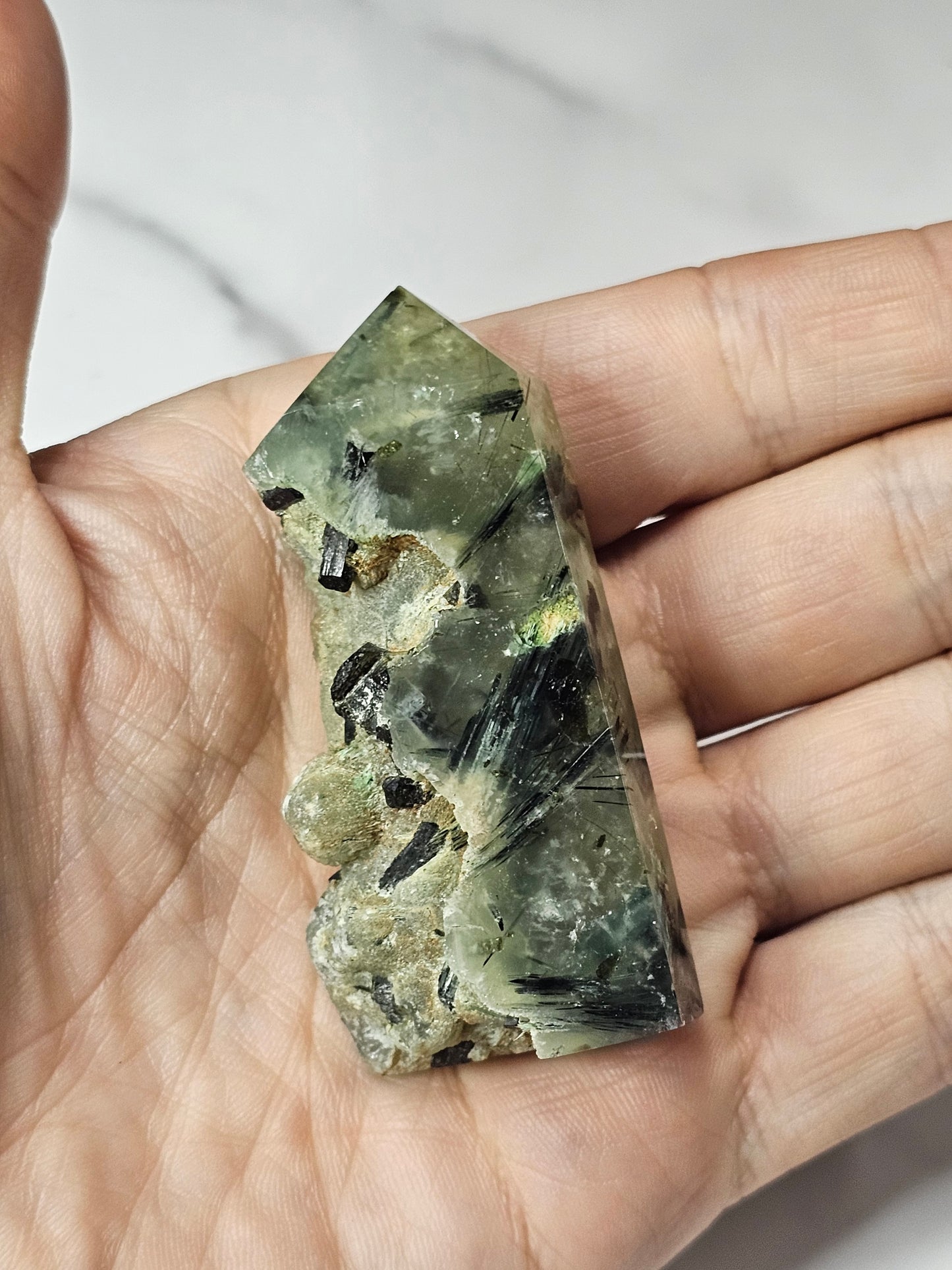 Prehnite Tower Half Polished