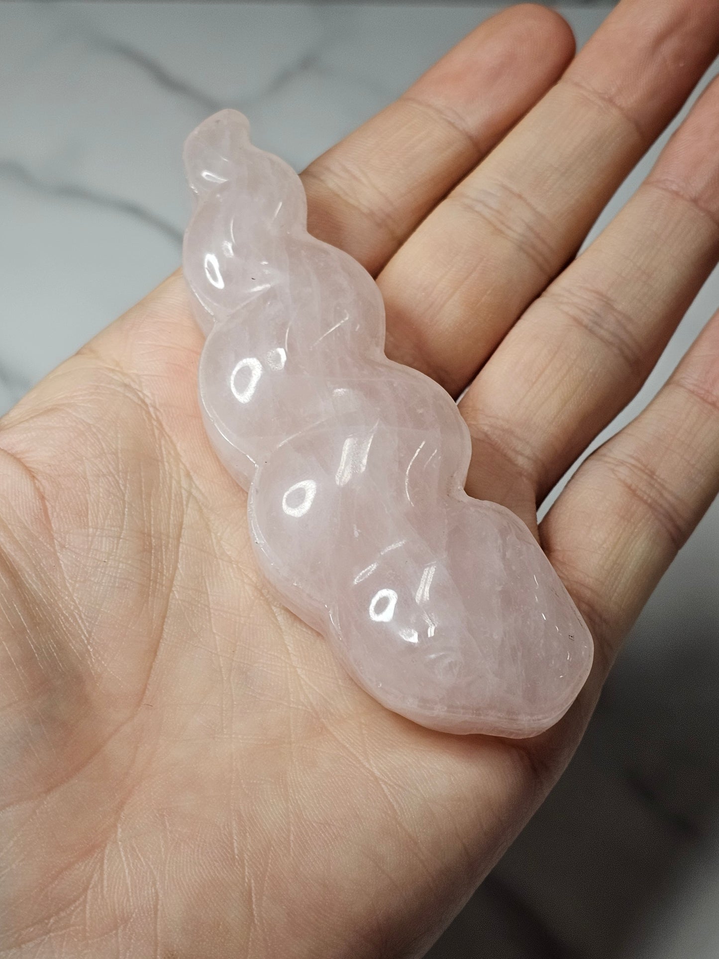 Rose Quartz Snake Carving