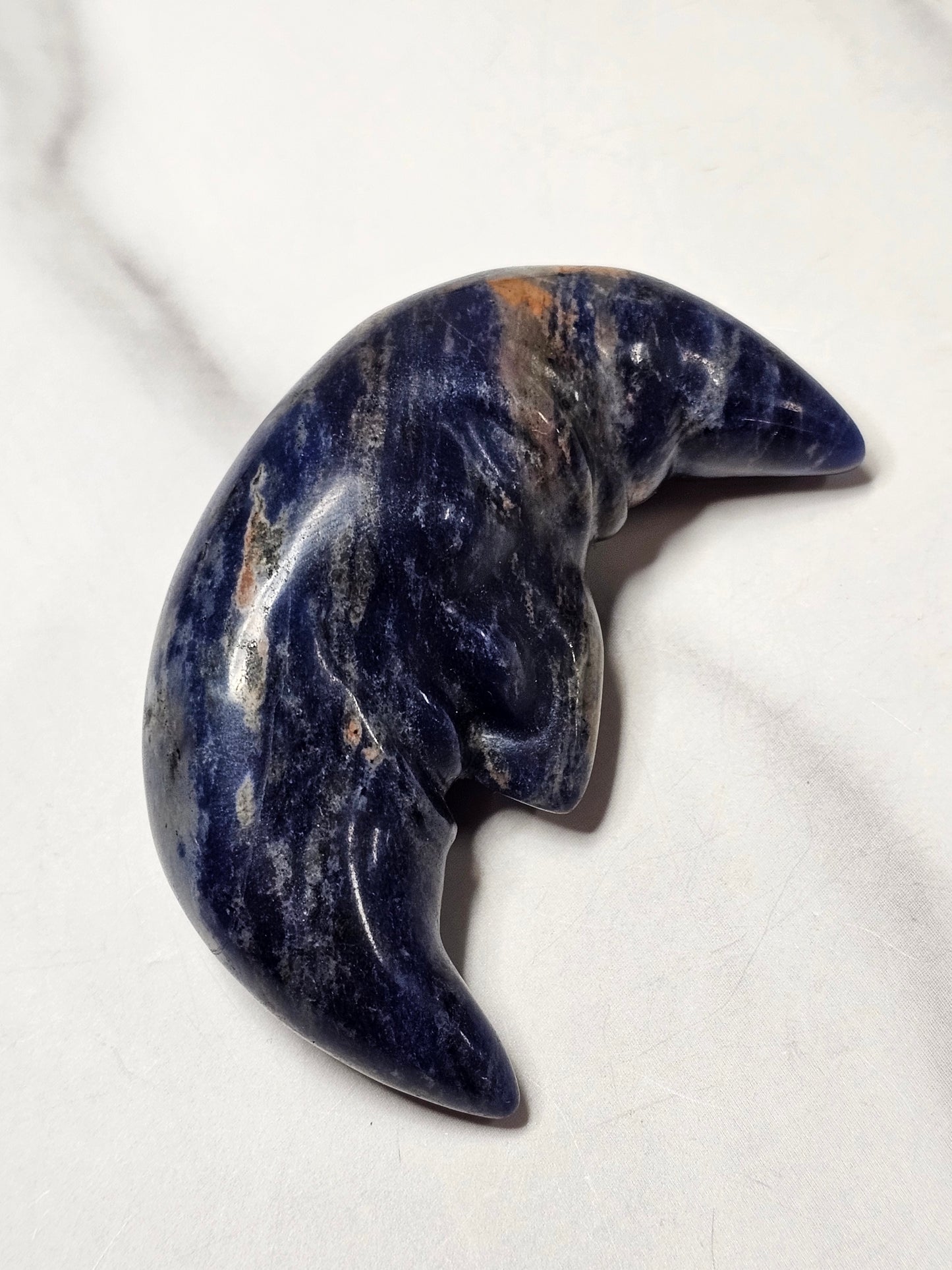 Crystal Moon with Face Carving