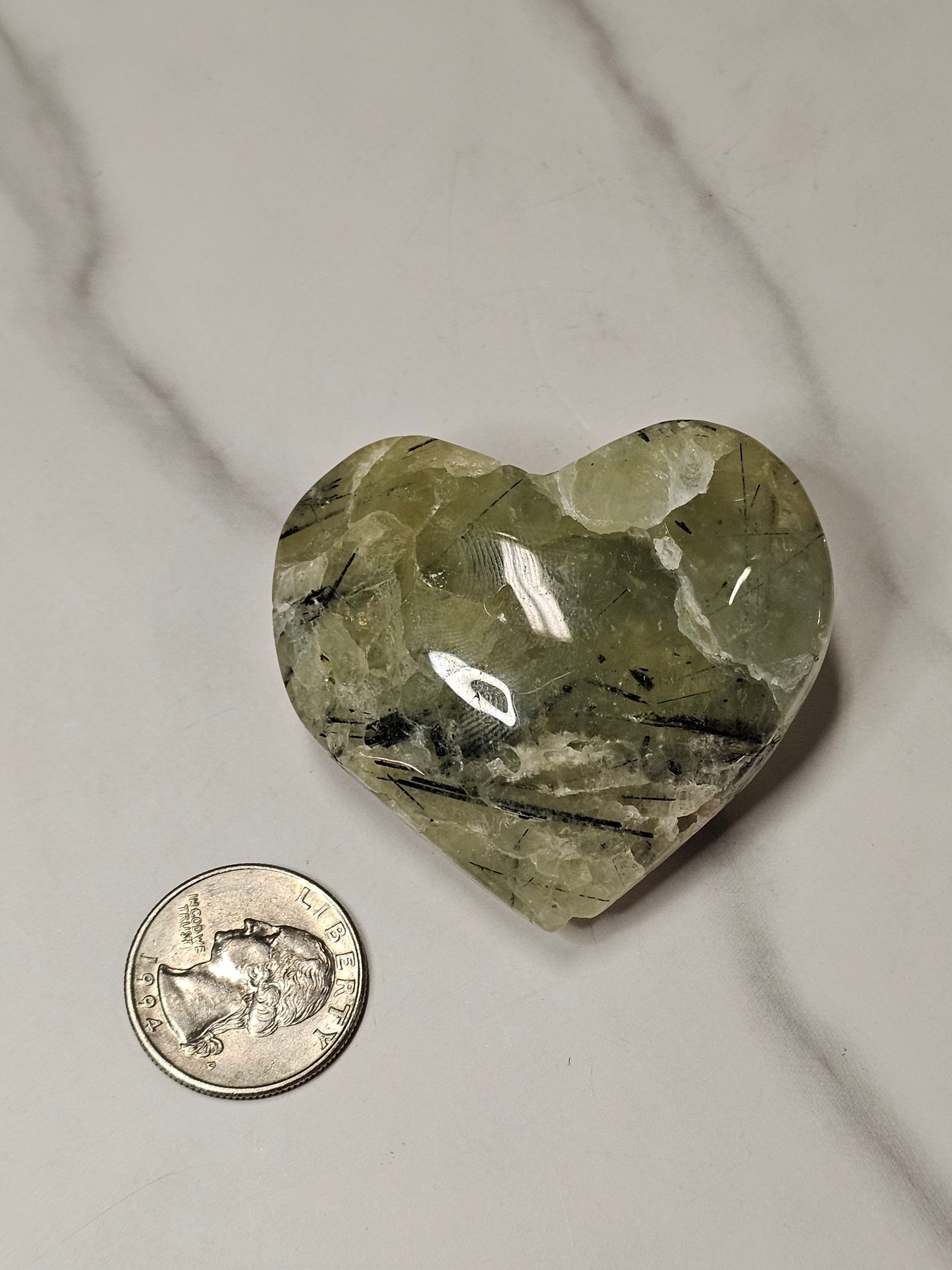Prehnite Heart Carving