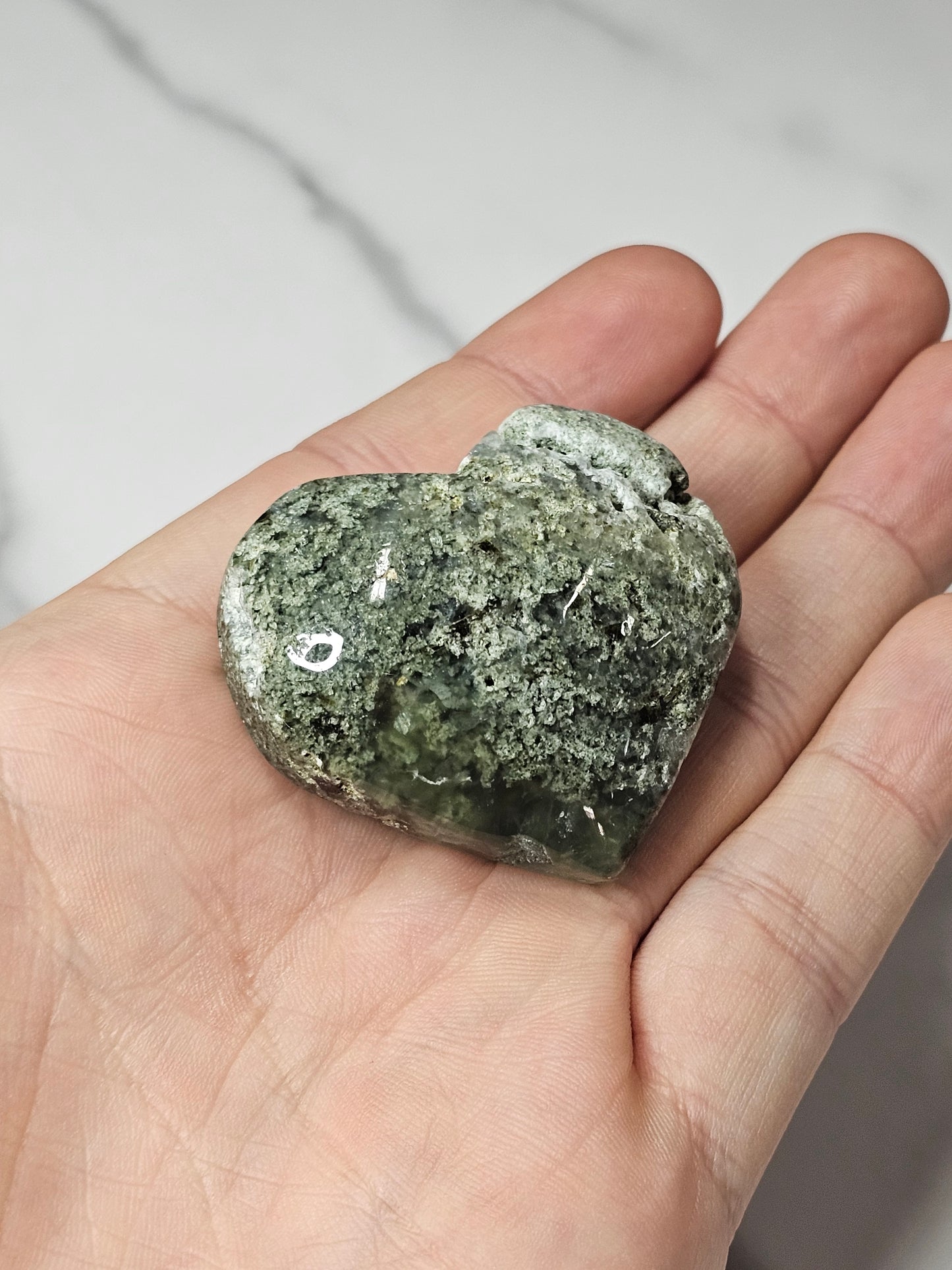 Prehnite Heart Carving