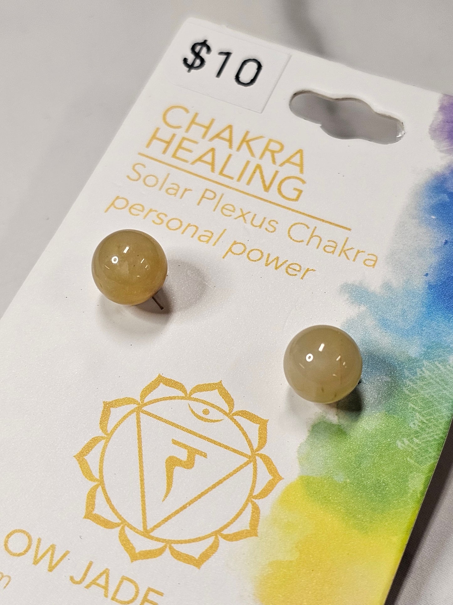 Yellow Jade 8mm Stud Earrings