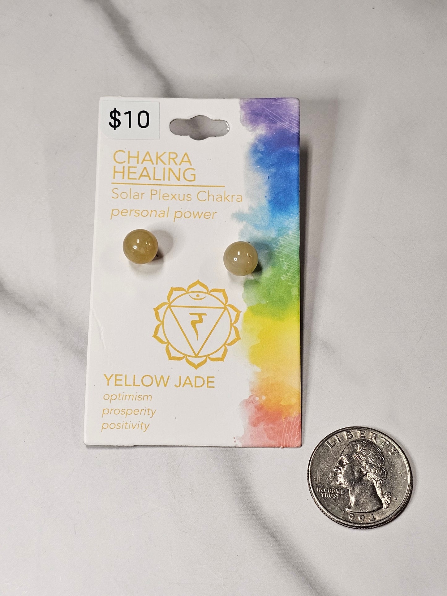 Yellow Jade 8mm Stud Earrings