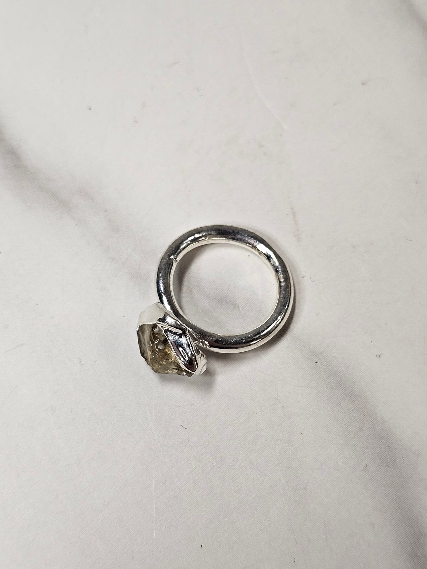 Rough Smokey Quartz Silver Plated Ring Size 4