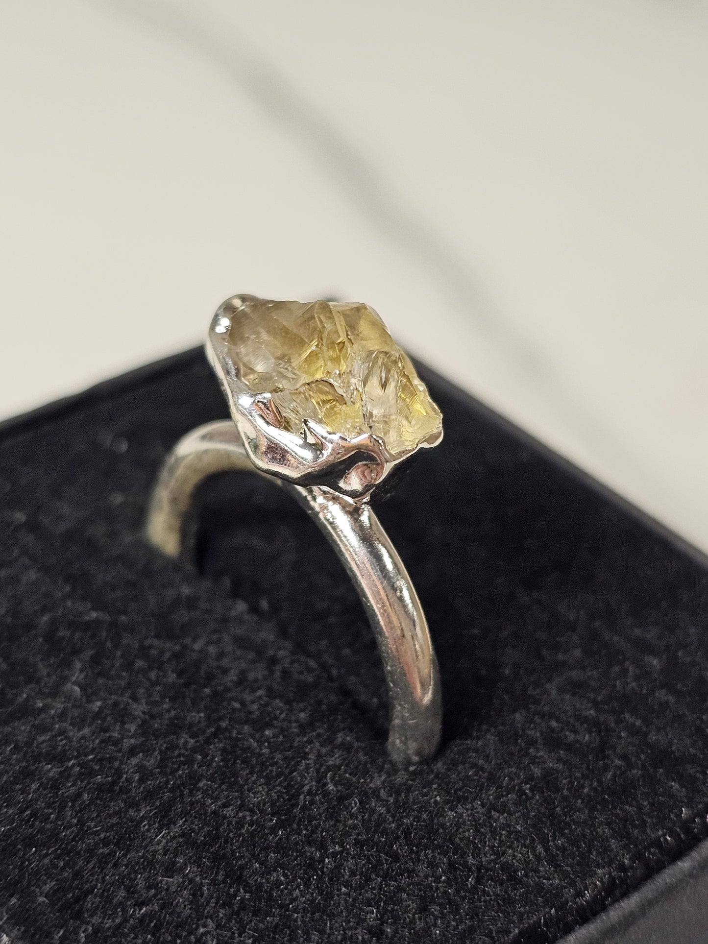 Rough Smokey Quartz Silver Plated Ring Size 7