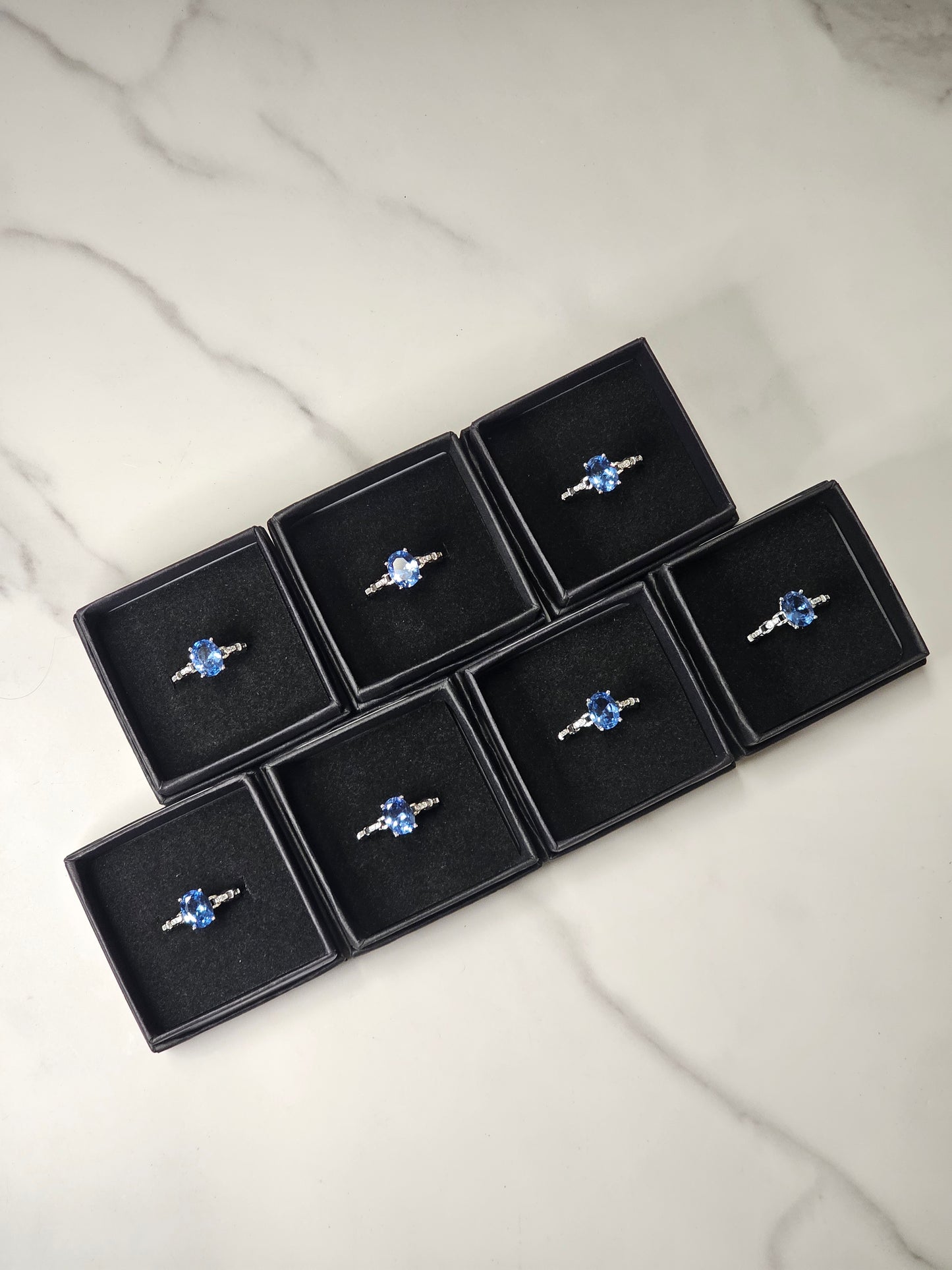 Blue Topaz White Bronze Ring