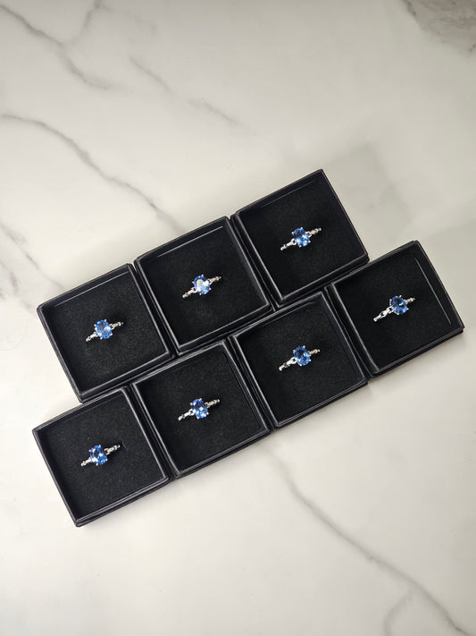 Blue Topaz White Bronze Ring