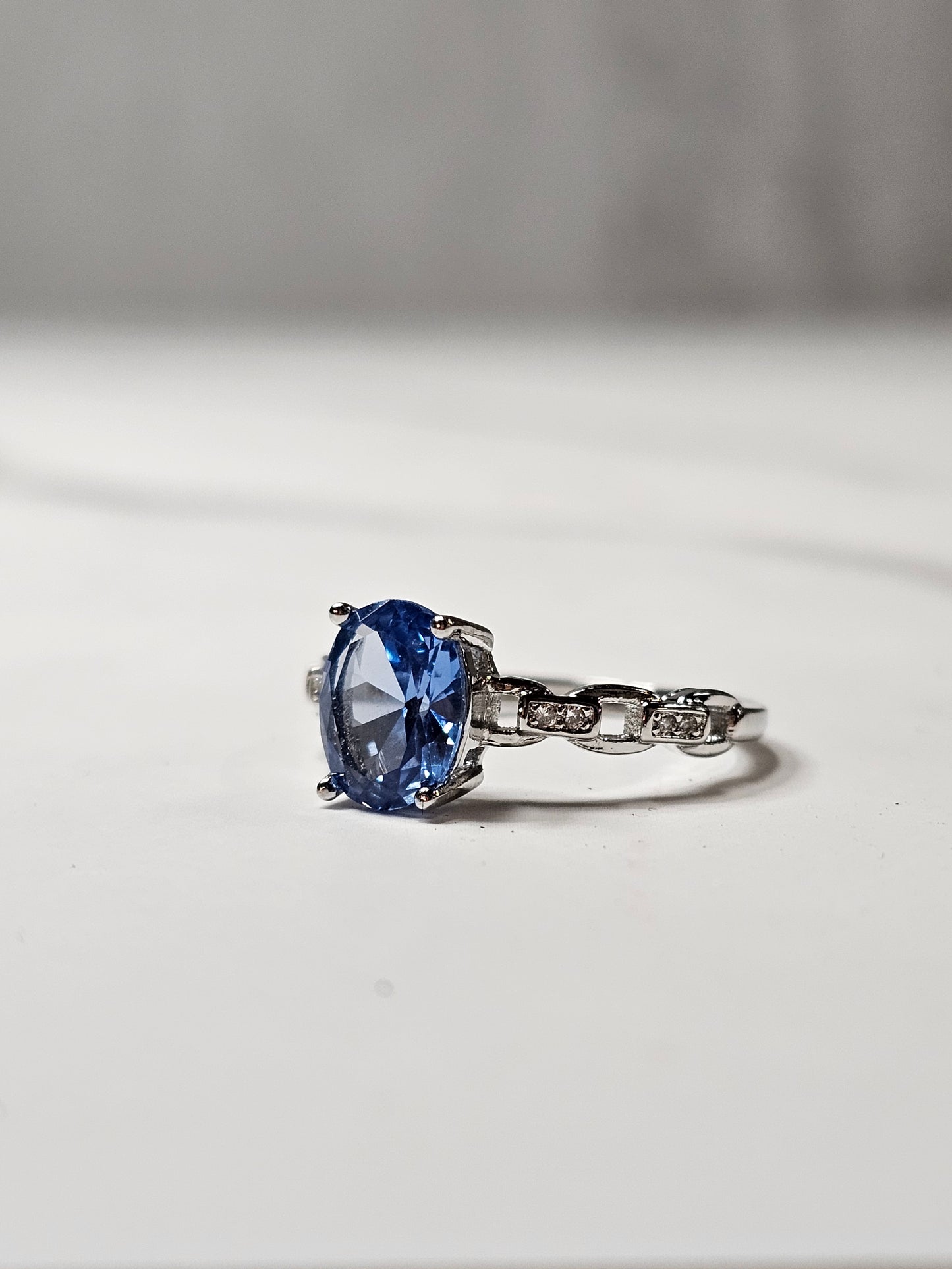 Blue Topaz White Bronze Ring