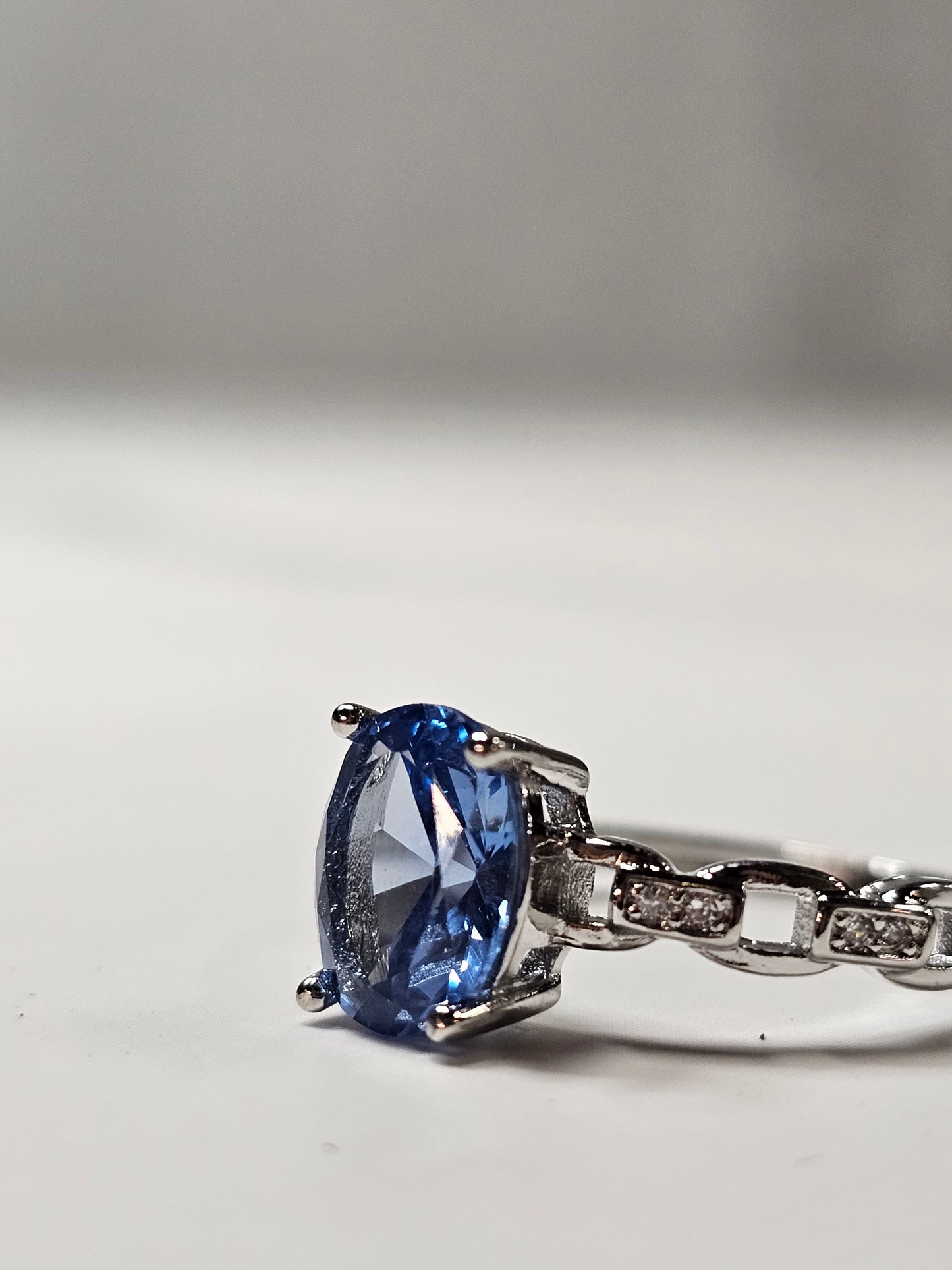 Blue Topaz White Bronze Ring