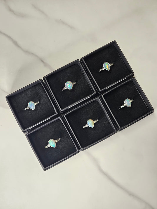 Ethiopian Opal White Bronze Ring