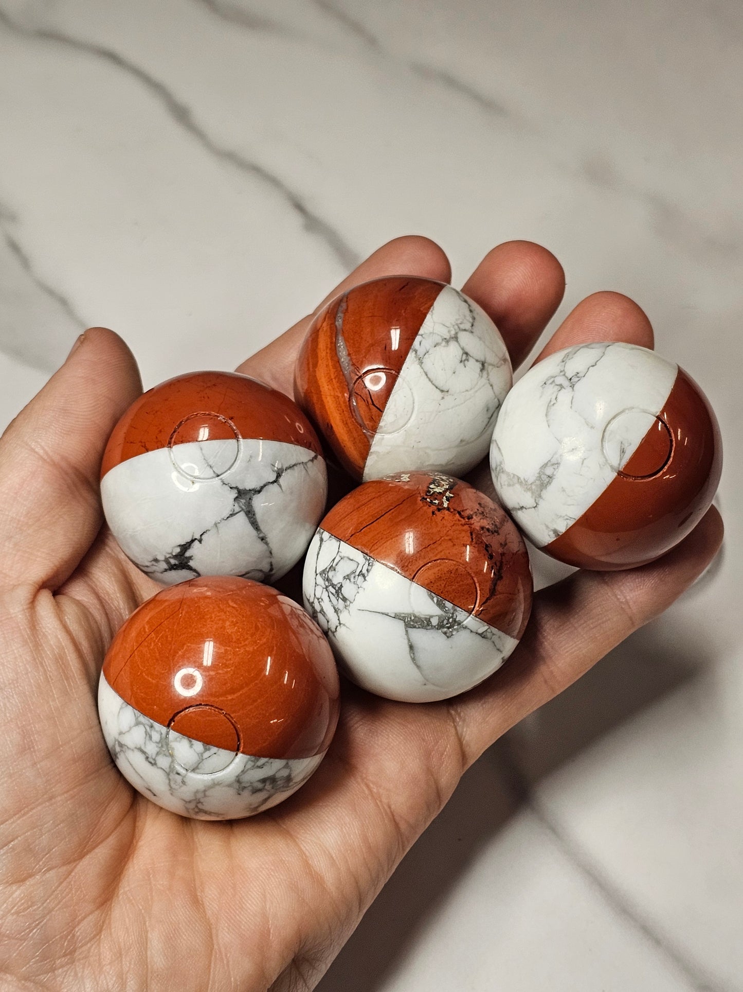 Howlite and Red Jasper Poke Ball Large