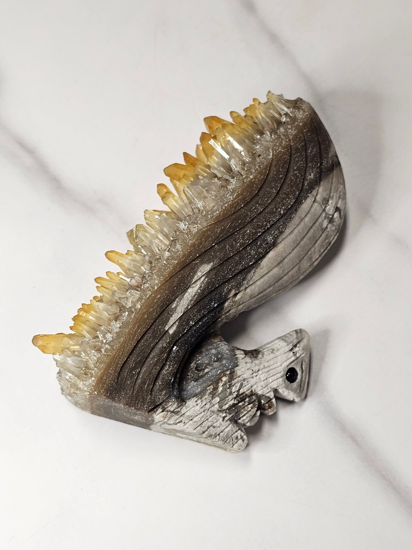 Citrine Cluster Squirrel Carving