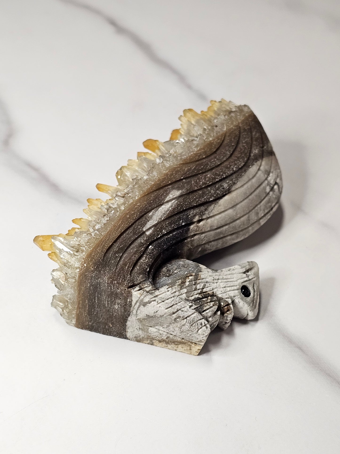 Citrine Cluster Squirrel Carving