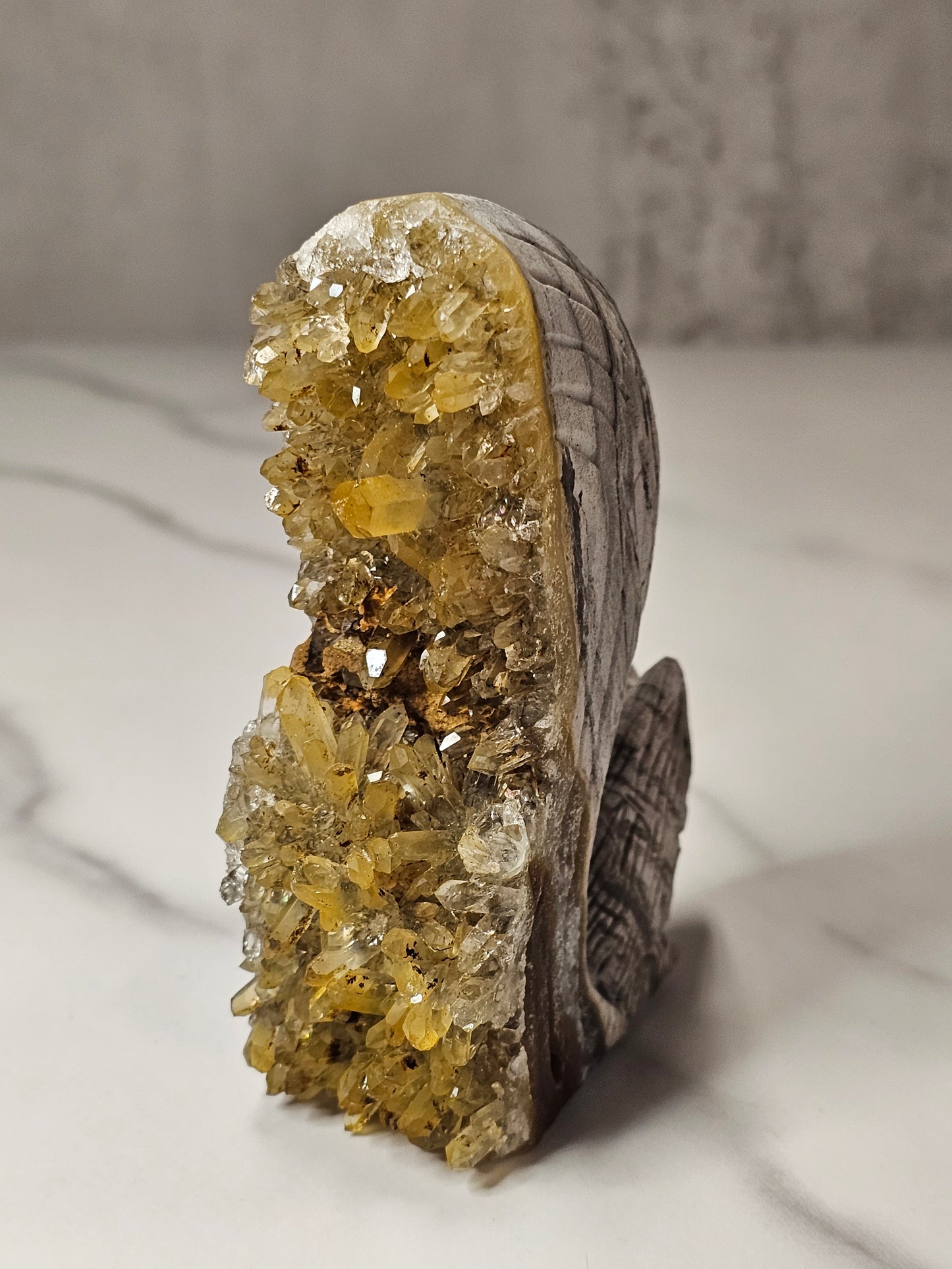 Citrine Cluster Squirrel Carving