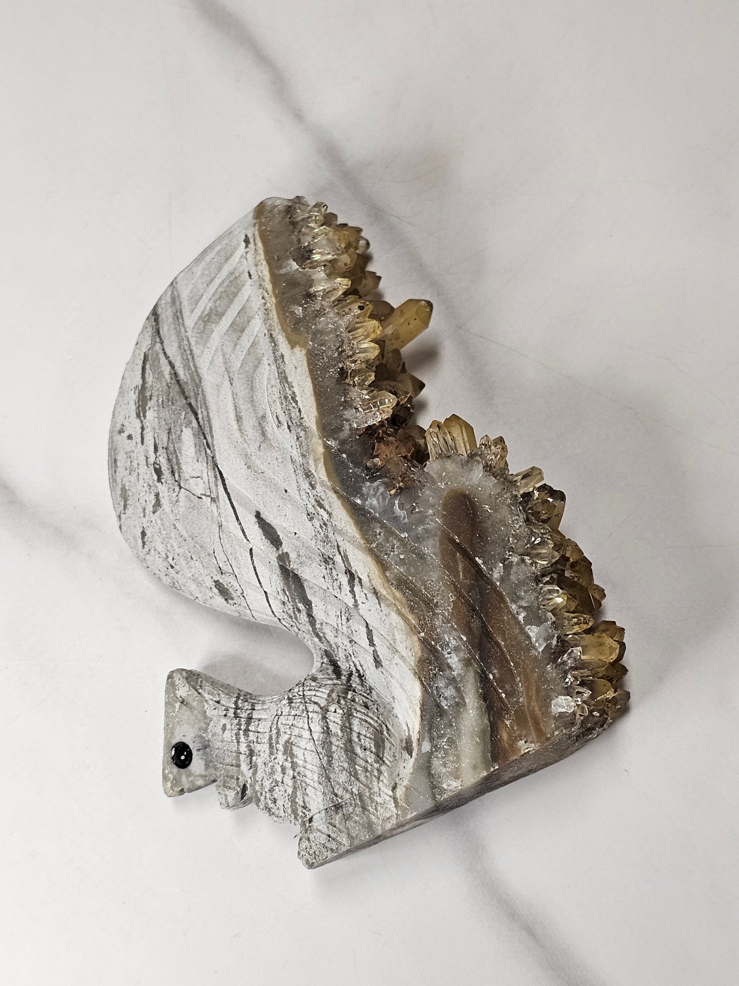 Citrine Cluster Squirrel Carving