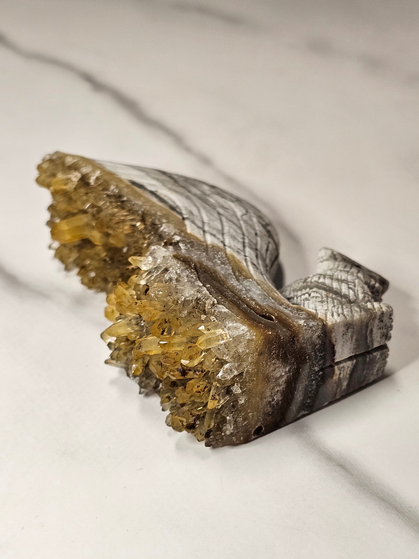 Citrine Cluster Squirrel Carving