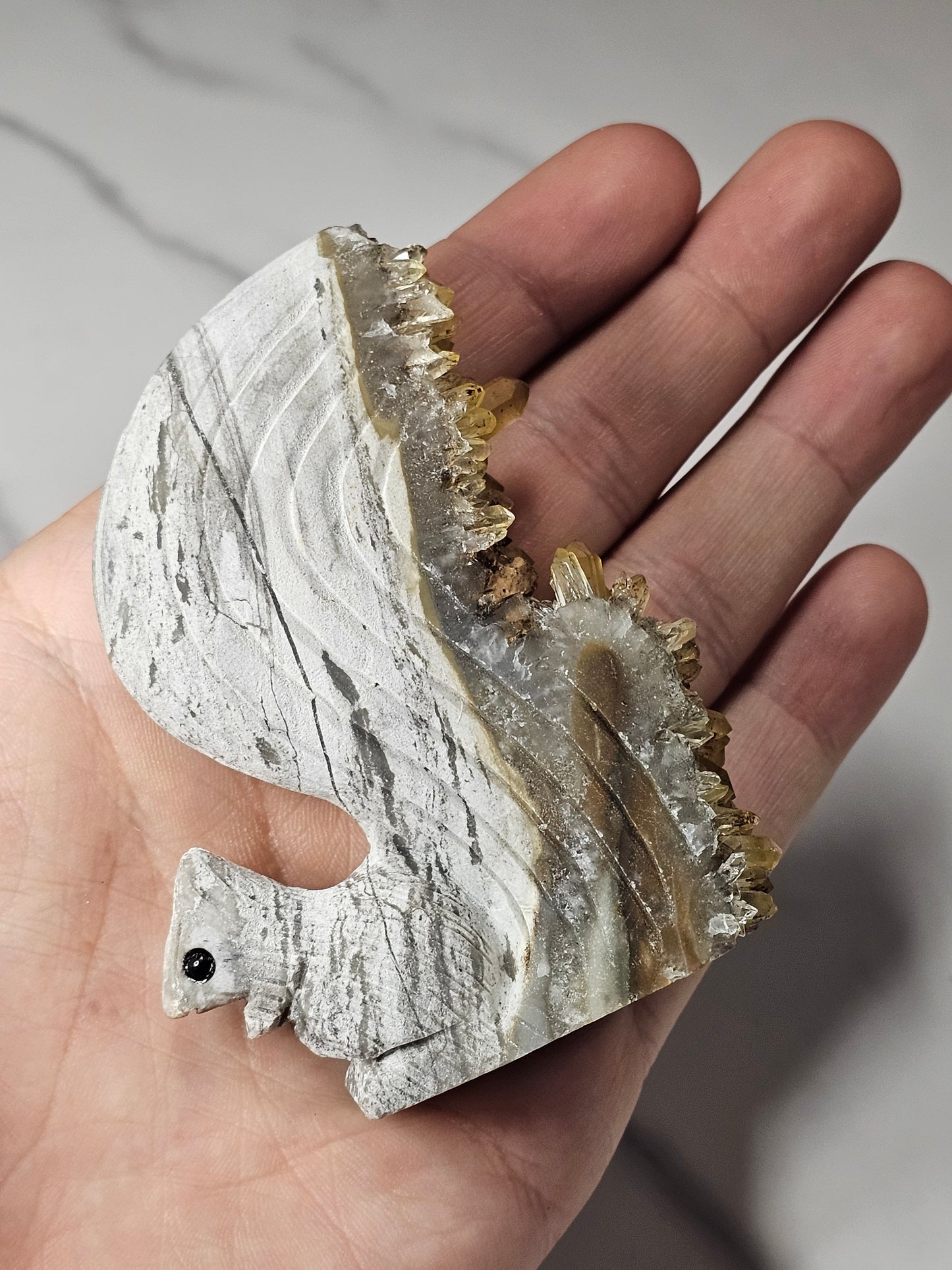 Citrine Cluster Squirrel Carving