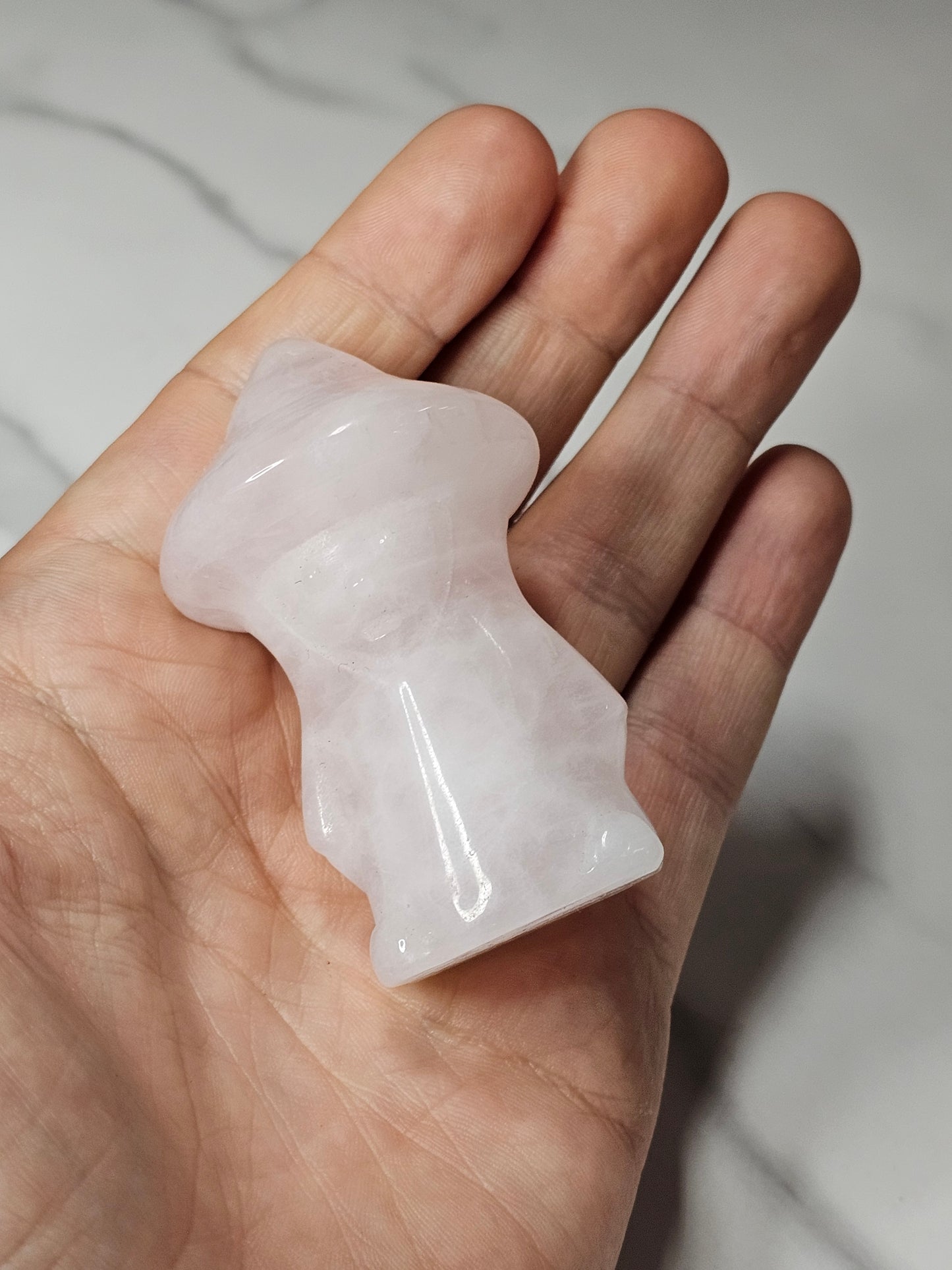 Rose Quartz Mushroom Gnome Person Carving