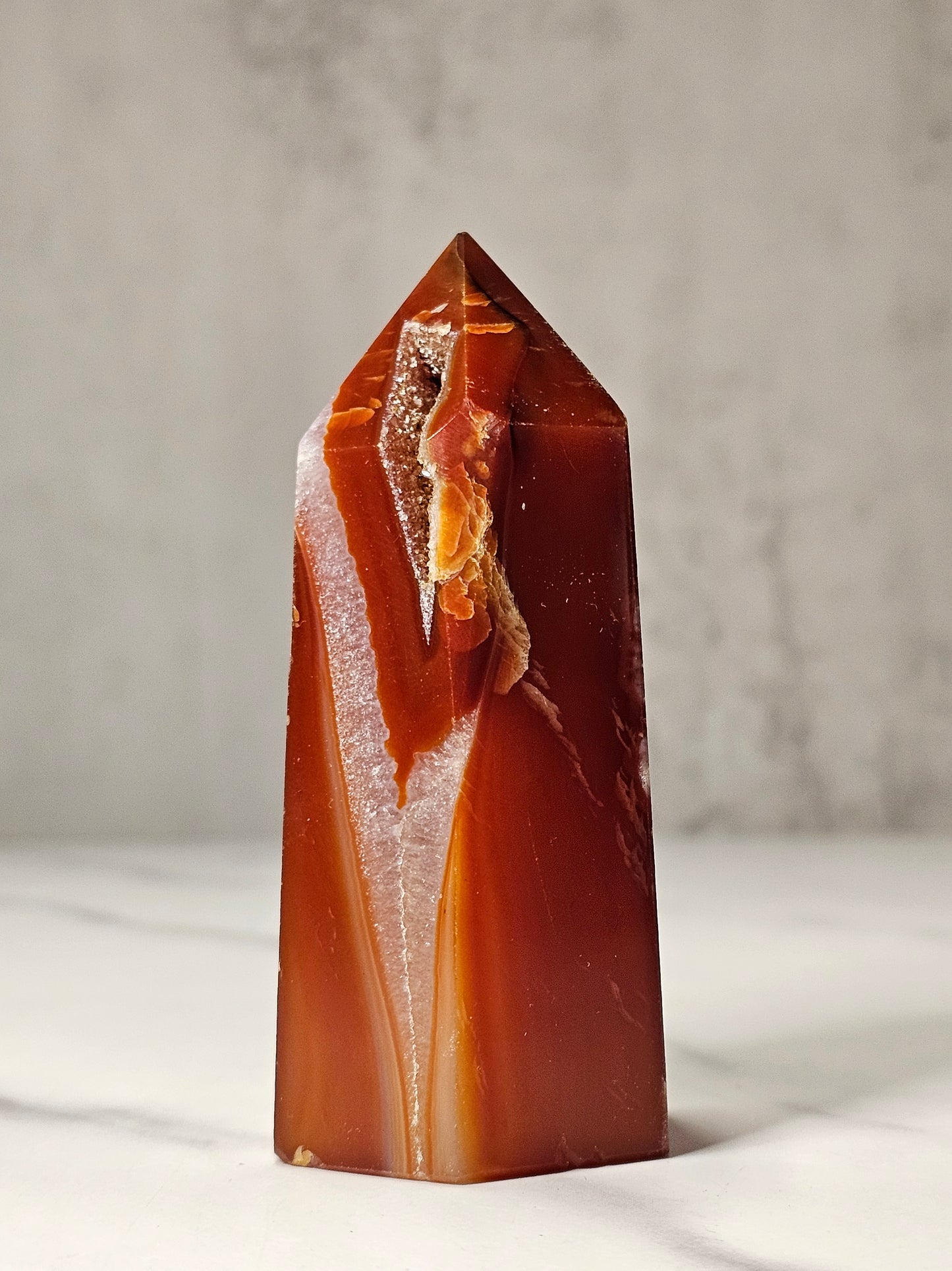 Carnelian Tower with Druzy