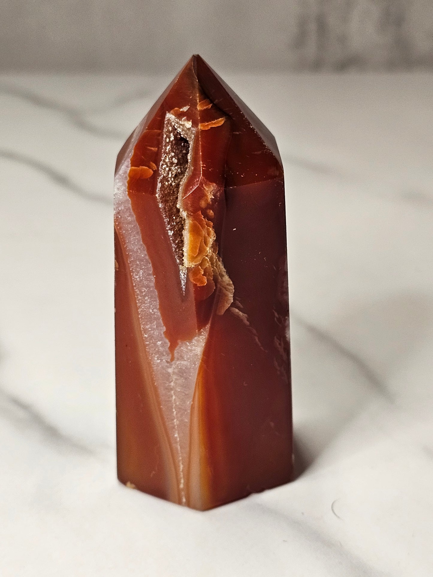 Carnelian Tower with Druzy