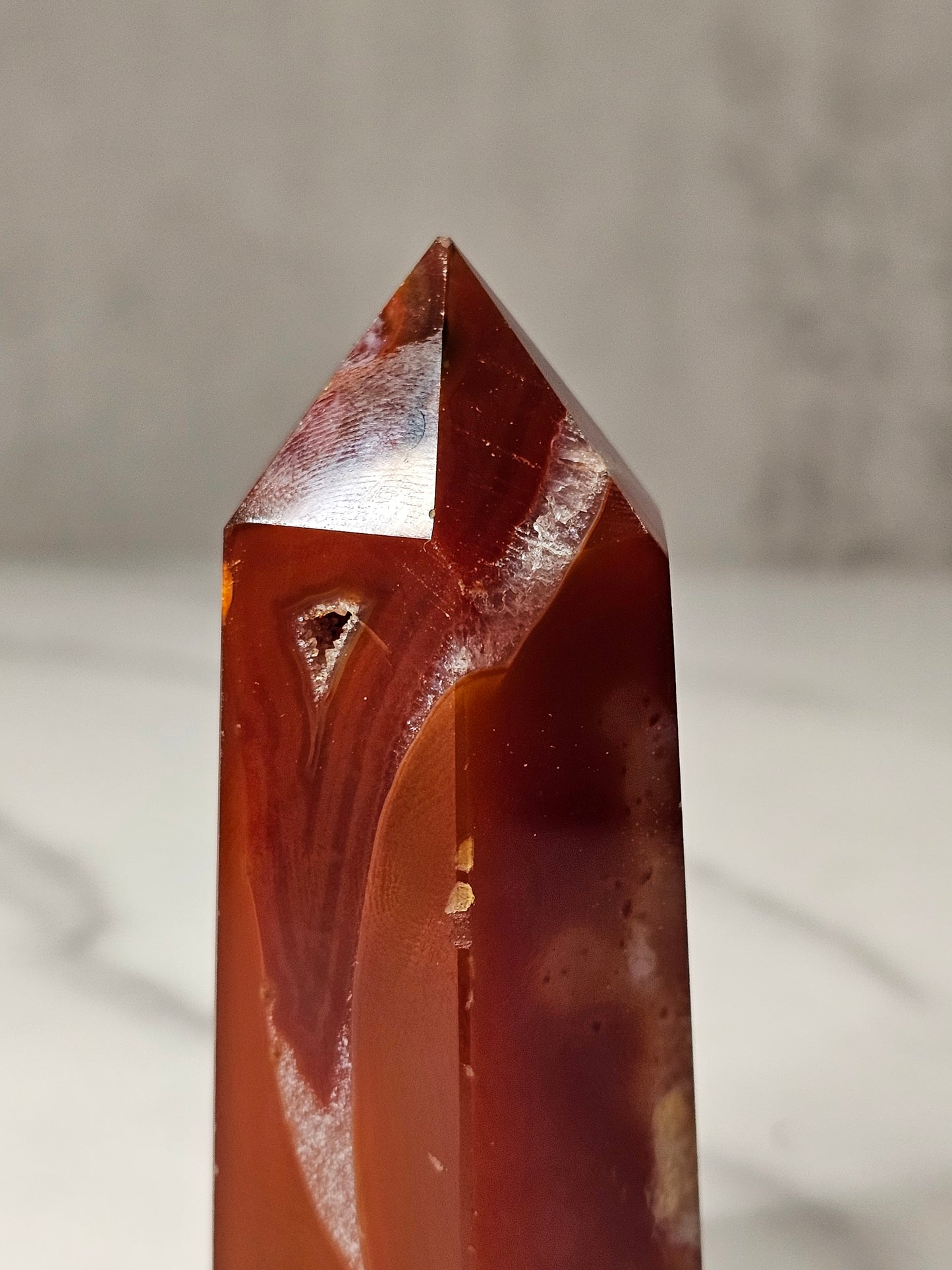 Carnelian Tower with Druzy