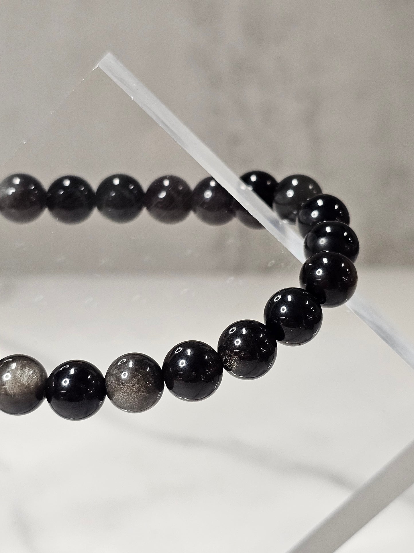 Silver Sheen Obsidian Stretchy Bracelet